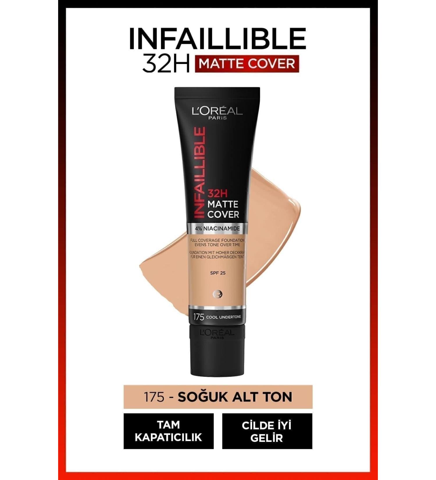 L'Oreal Paris L'or al Paris Infaillible 24h Matte Cover High Coverage Foundation - 175 Sable/sand - Buy Online on GoSupps.com