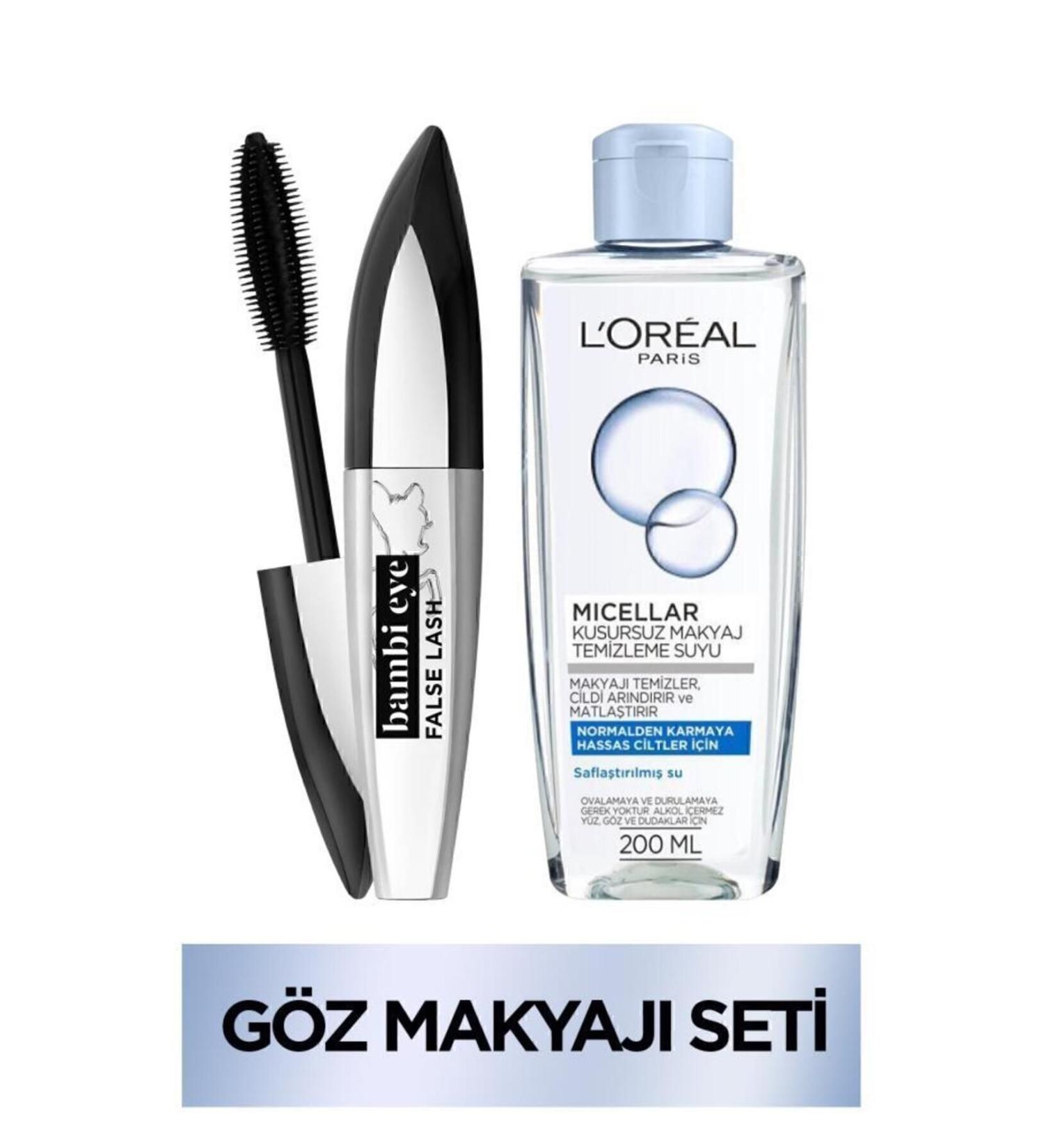 L'Oreal Paris L'or al Paris Bambi Eye Extra Black Mascara Micellar Make-Up Remover Water Normal to Combination 200 ml