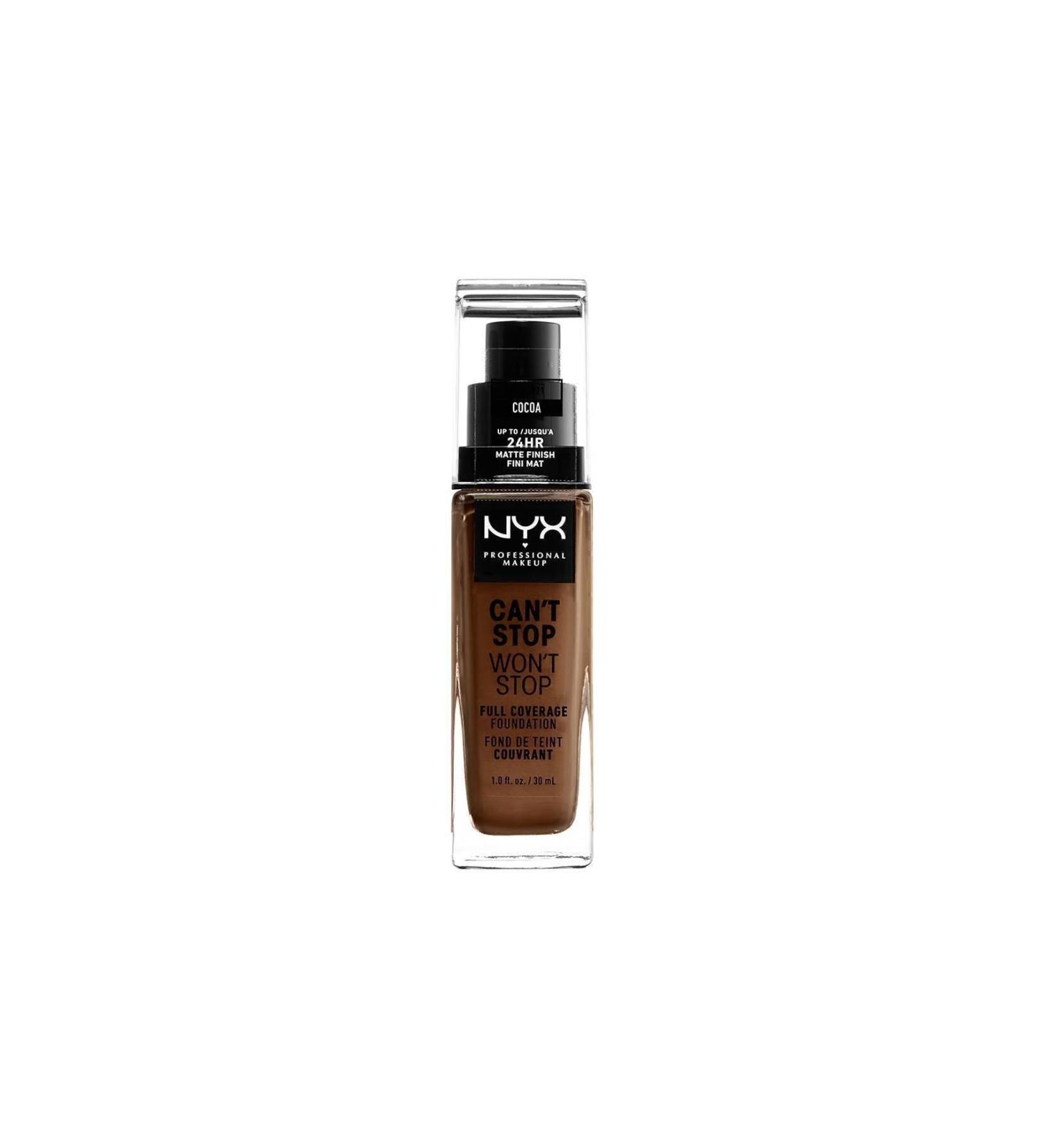 NYX Professional Makeup Foundation - Can't Stop Won't Stop Full Coverage Foundation Cocoa 800897157395 - Buy Online on GoSupps.com