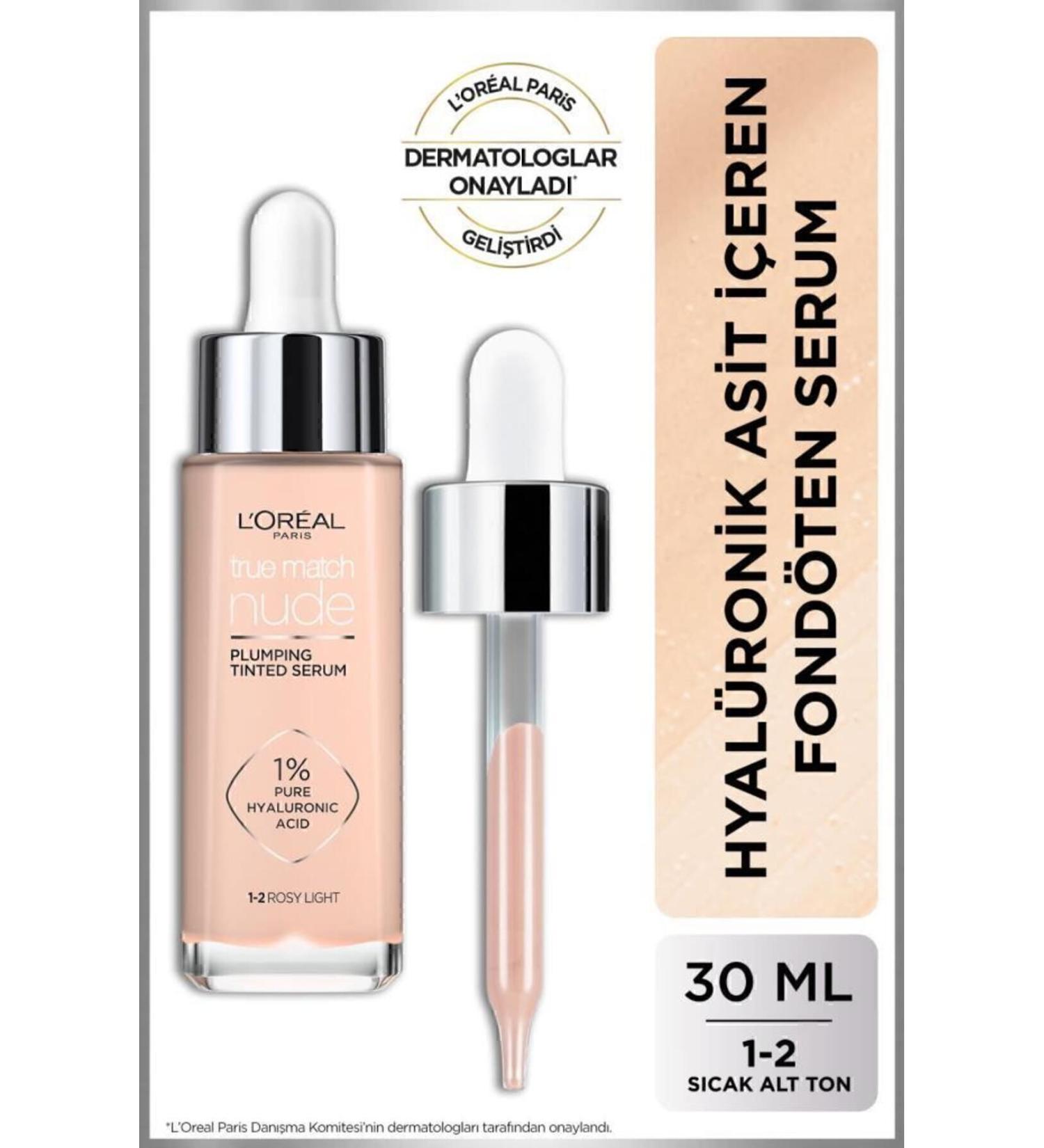 L'Oreal Paris True Match Nude Foundation Serum 1-2 Rosy Light - Buy Online on GoSupps.com