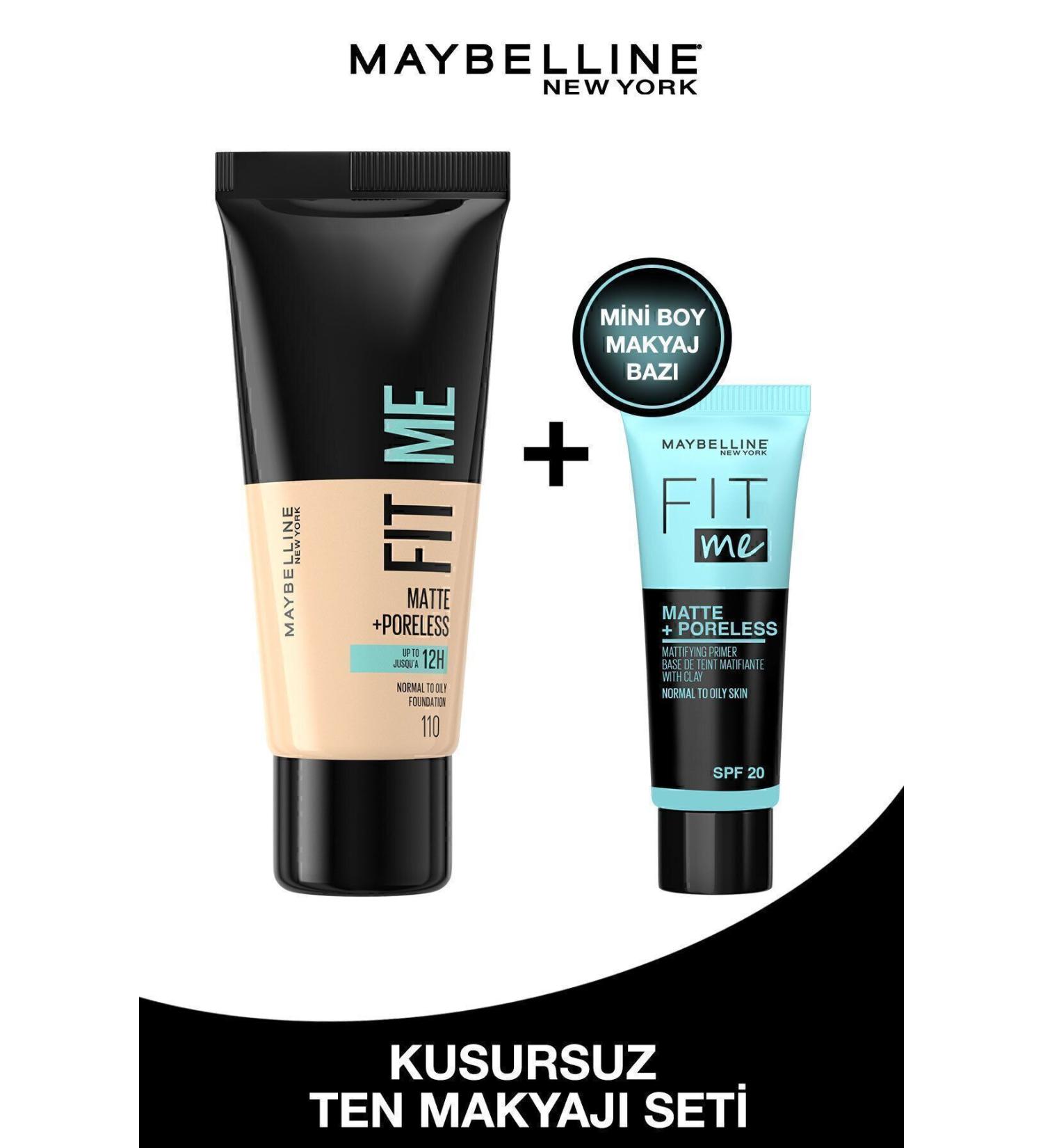 Maybelline New York Fit Me Matte+poreless Foundation 110 Porcelain & Mattifying Mini Makeup Base Advantage Set - Buy Online on GoSupps.com