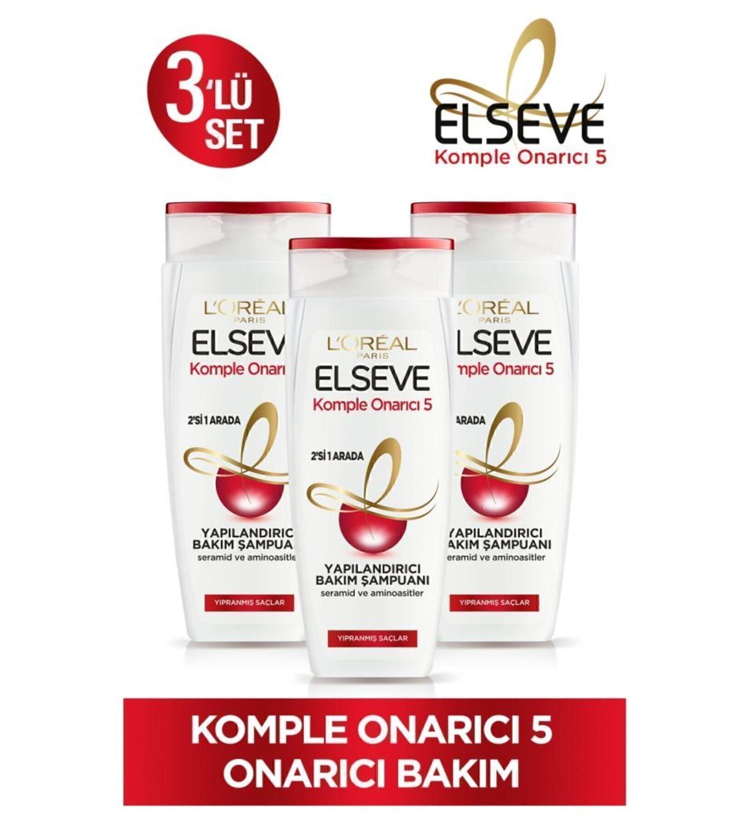 Elseve Complete Repair 5 Restructuring Care Shampoo 2 in 1 450 Ml 3 Piece Set - Buy Online on GoSupps.com
