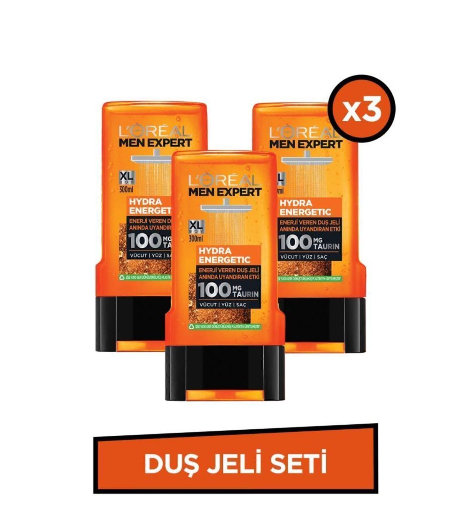 L'Oreal Paris Men Expert Hydra Energetic Energizing Shower Gel 300ml Set of 3 - Buy Online on GoSupps.com