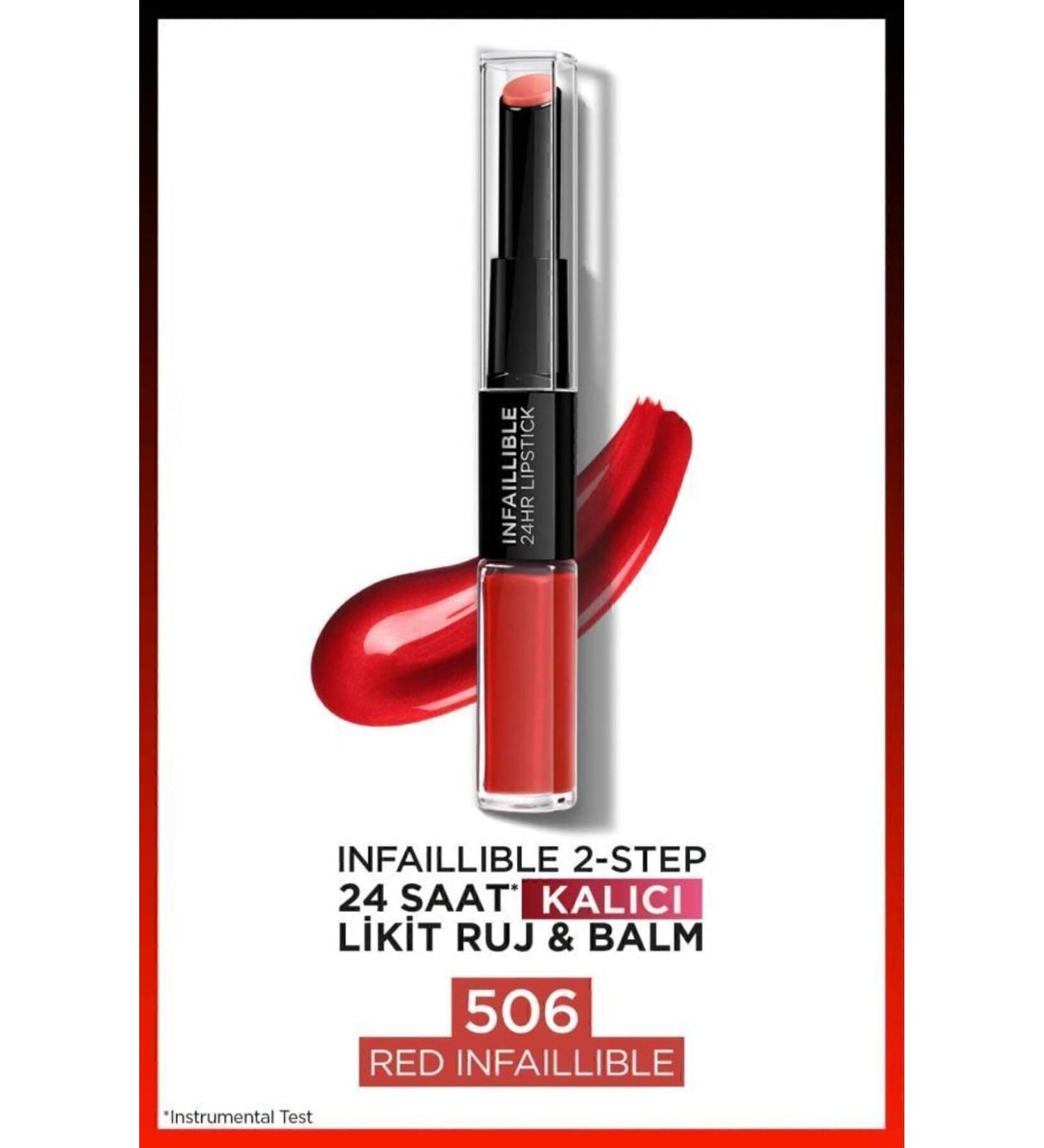L'Oreal Paris Infaillible 2-step 24 Hour Liquid Lipstick & Balm - 506 Red Infaillible