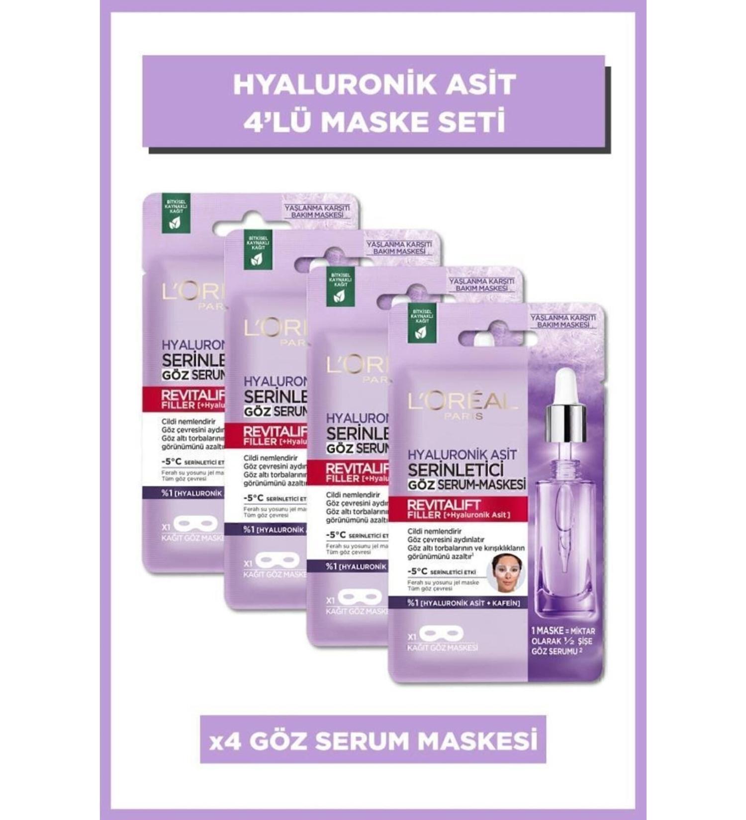 L'Oreal Paris Revitalift Filler Refreshing Eye Serum Mask Set of 4 - Buy Online on GoSupps.com