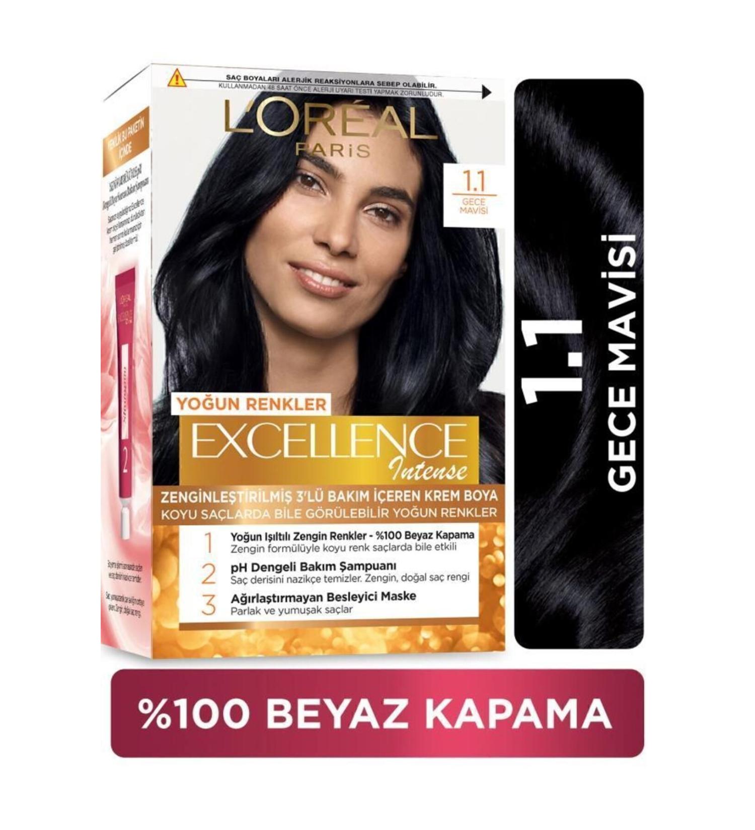 L'Oreal Paris L'or al Paris Excellence Intense Hair Dye - 1.1 Midnight Blue - Buy Online on GoSupps.com