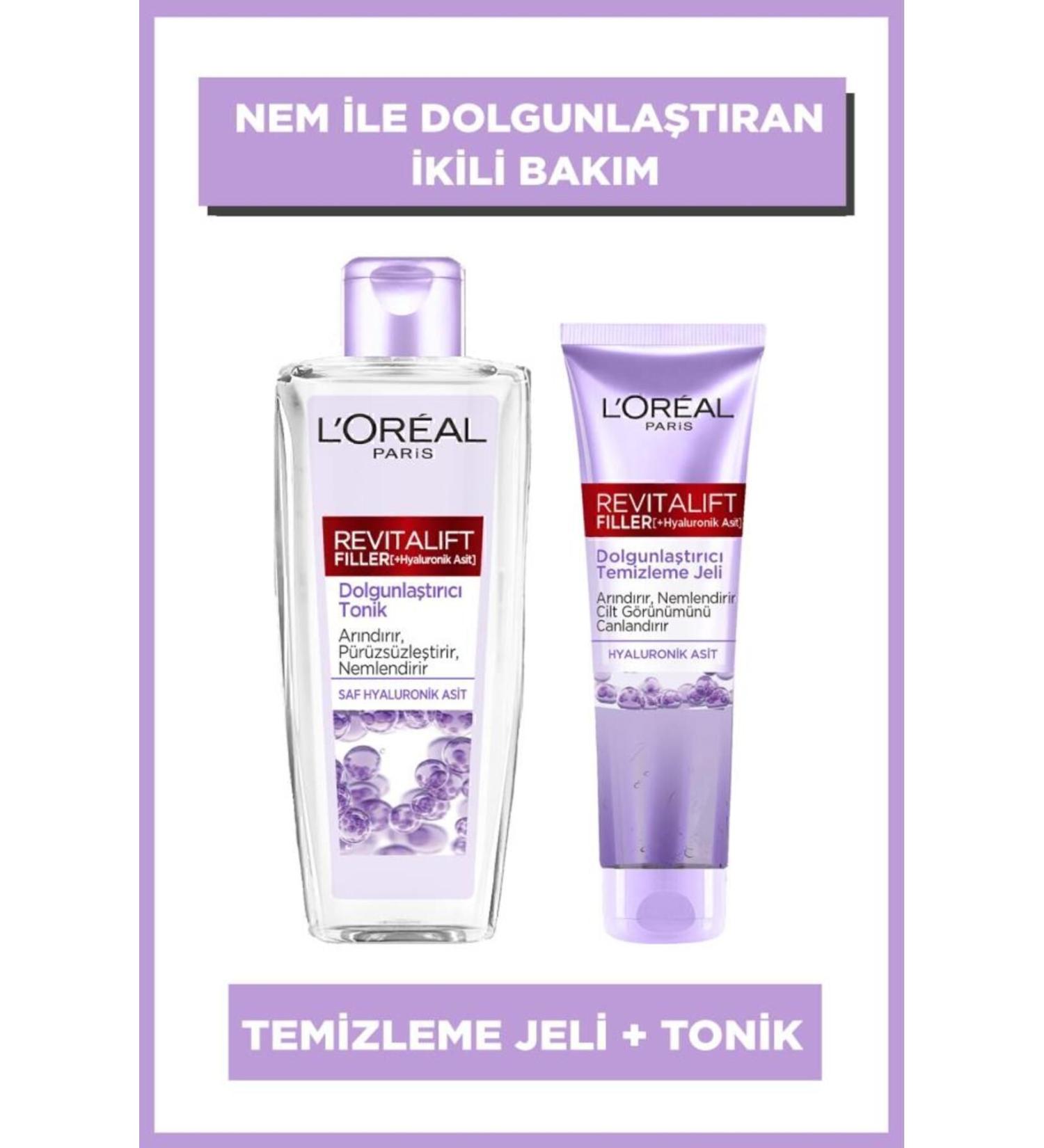 L'Oreal Paris Revitalift Filler Moisture Plumping 2-Piece Skin Care Set - Cleansing Gel 150 Ml & Tonic 200 Ml - Buy Online on GoSupps.com