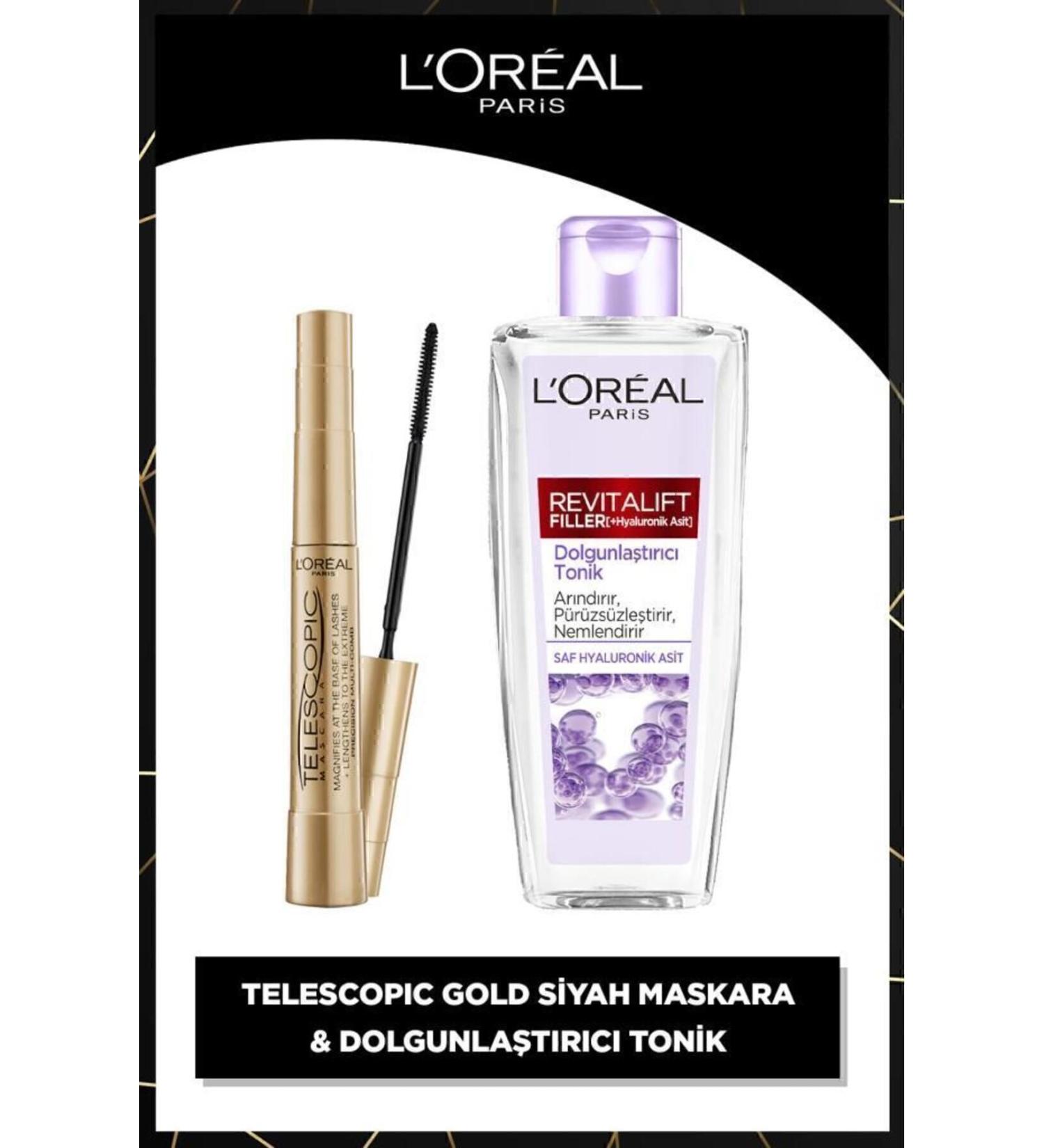 L'Oreal Paris Telescopic Mascara & Revitalift Filler Plumping Tonic 200ml - Buy Online on GoSupps.com