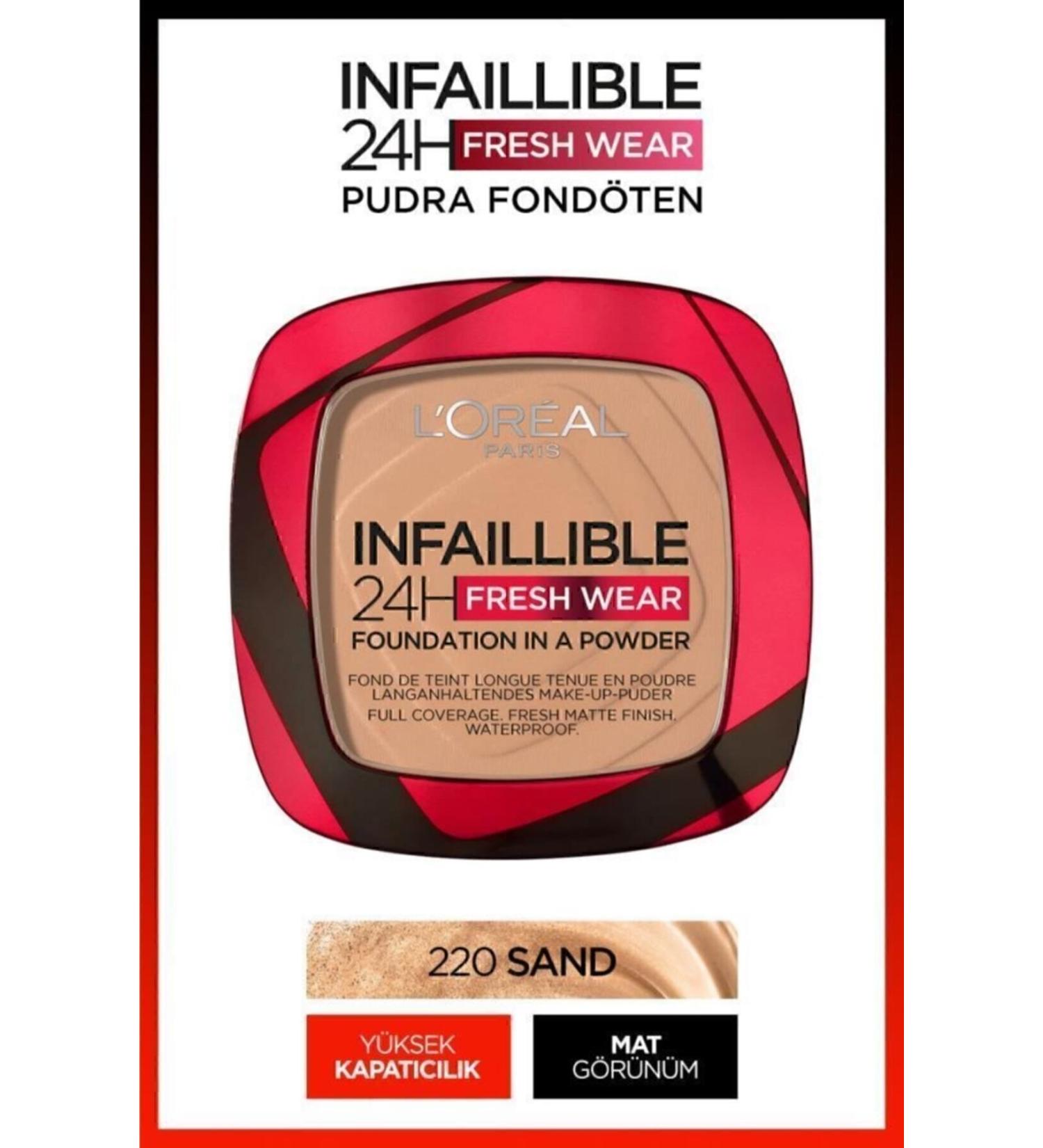 L'Oreal Paris Infaillible 24h Fresh Wear Powder Foundation 220 Sand - Buy Online on GoSupps.com