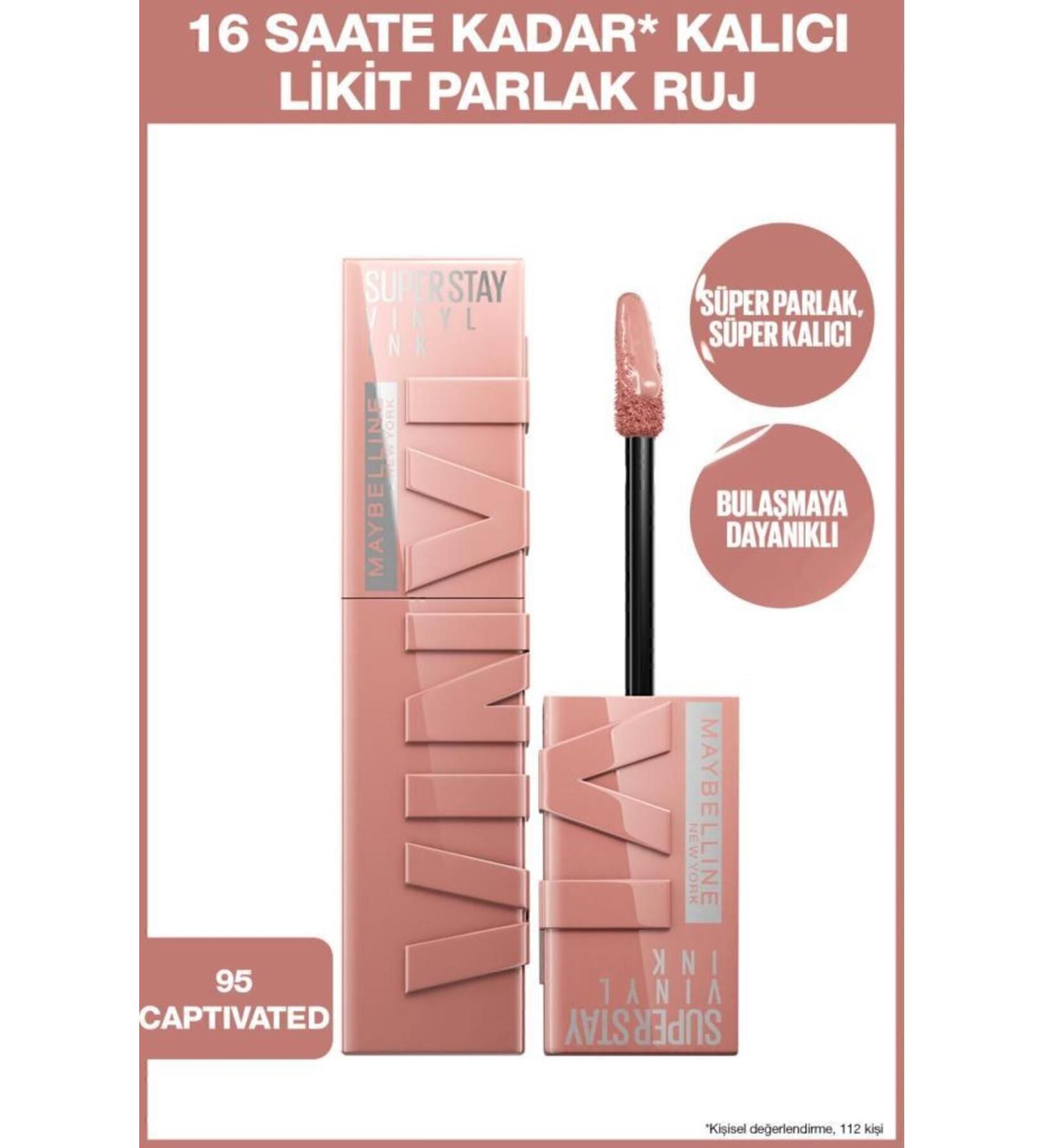 Maybelline New York Super Stay Vinyl Ink Long-Lasting Liquid Glossy Lipstick 95 Captivated - Buy Online on GoSupps.com