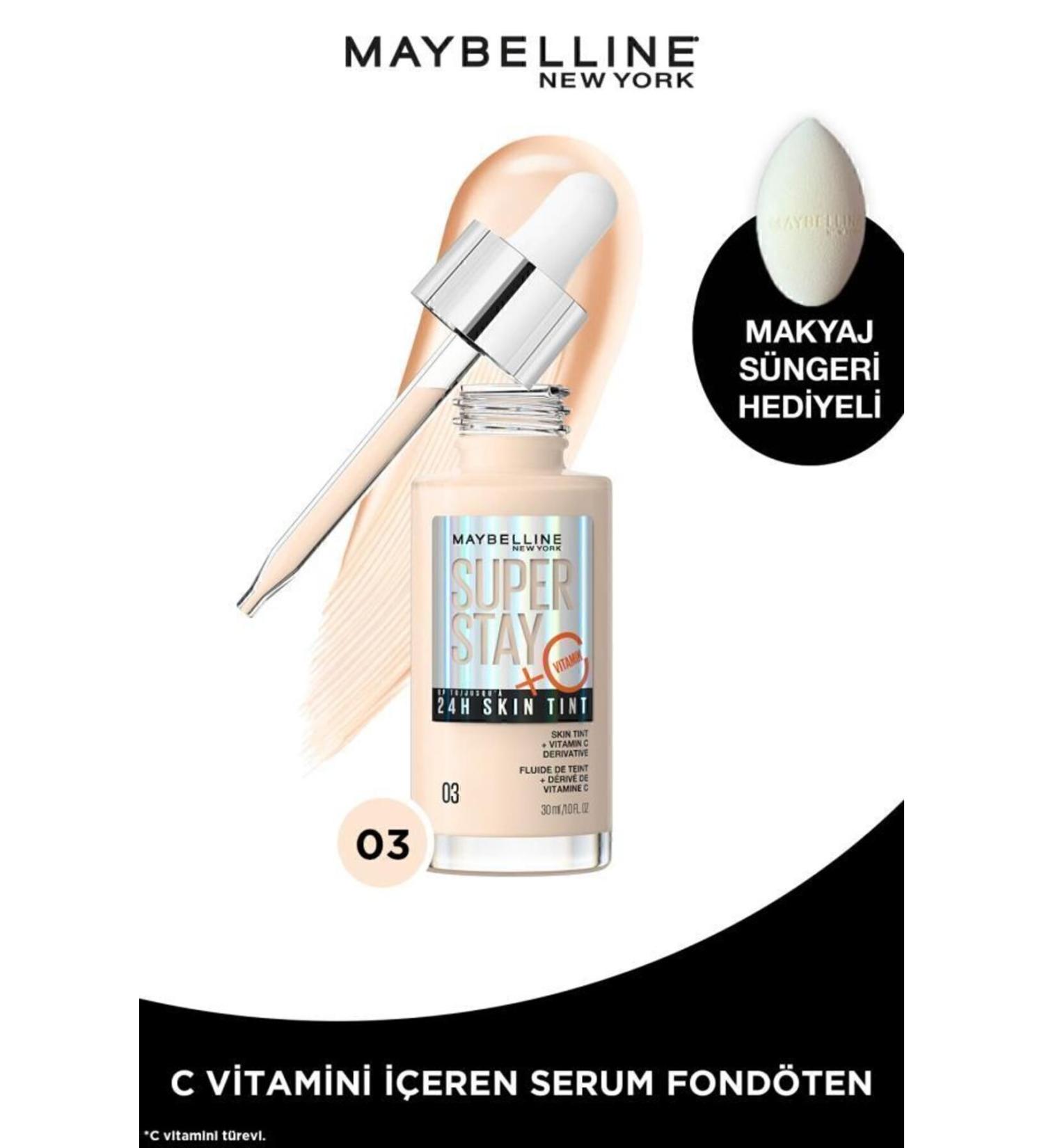 Maybelline New York Super Stay Skin Tint Foundation - 03 & Makeup Sponge - Buy Online on GoSupps.com