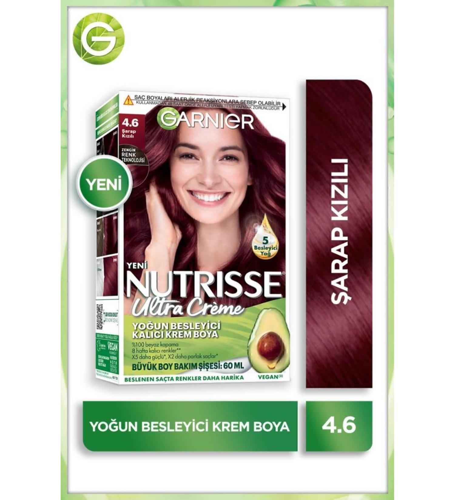 Garnier Nutrisse Intense Nourishing Permanent Cream Hair Dye 4.6 Wine Red - Buy Online on GoSupps.com