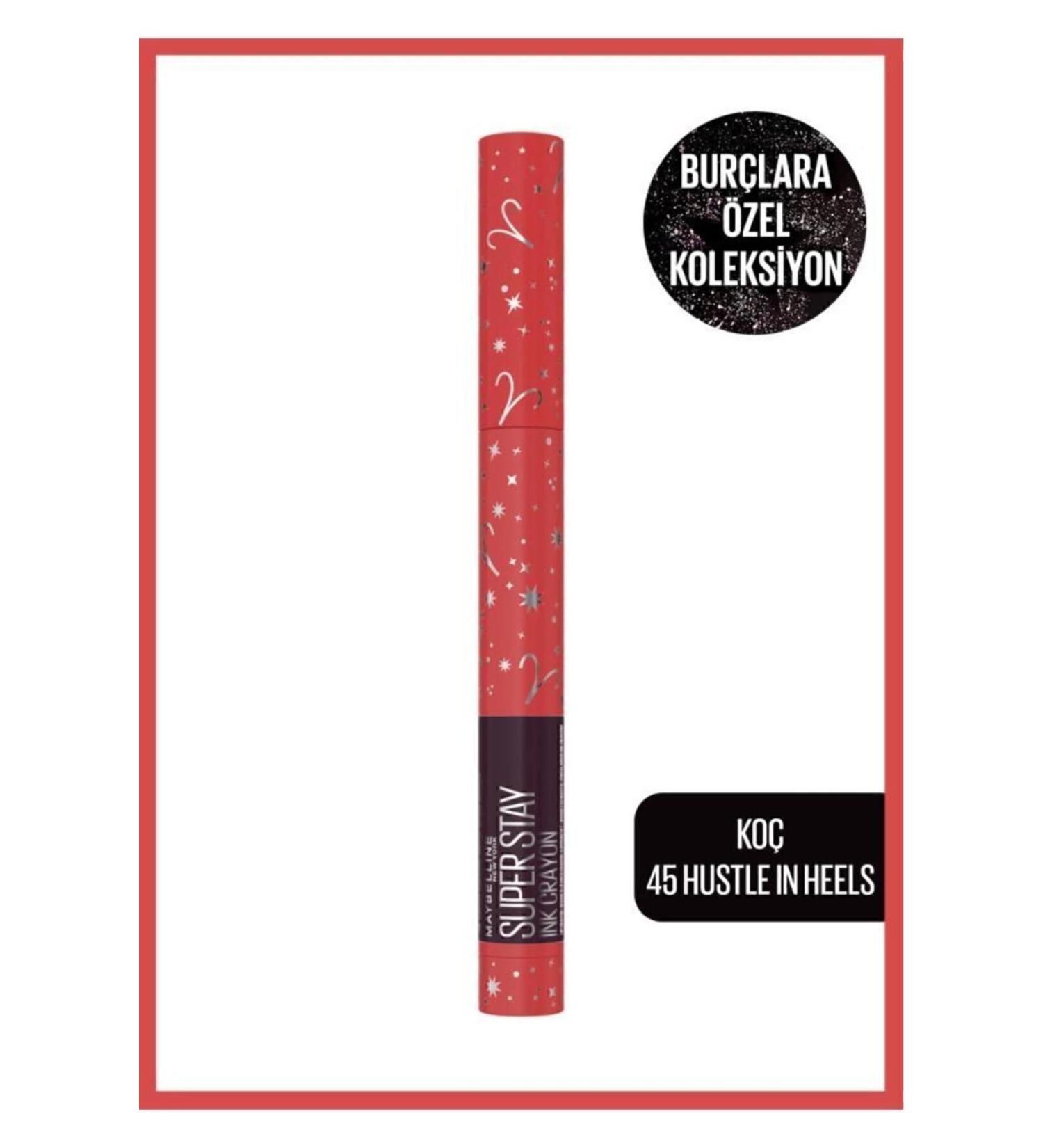 Maybelline New York Super Stay Ink Crayon Pencil Matte Lipstick Zodiac Series - 45 Hustle In Heels (Aries) - Buy Online on GoSupps.com
