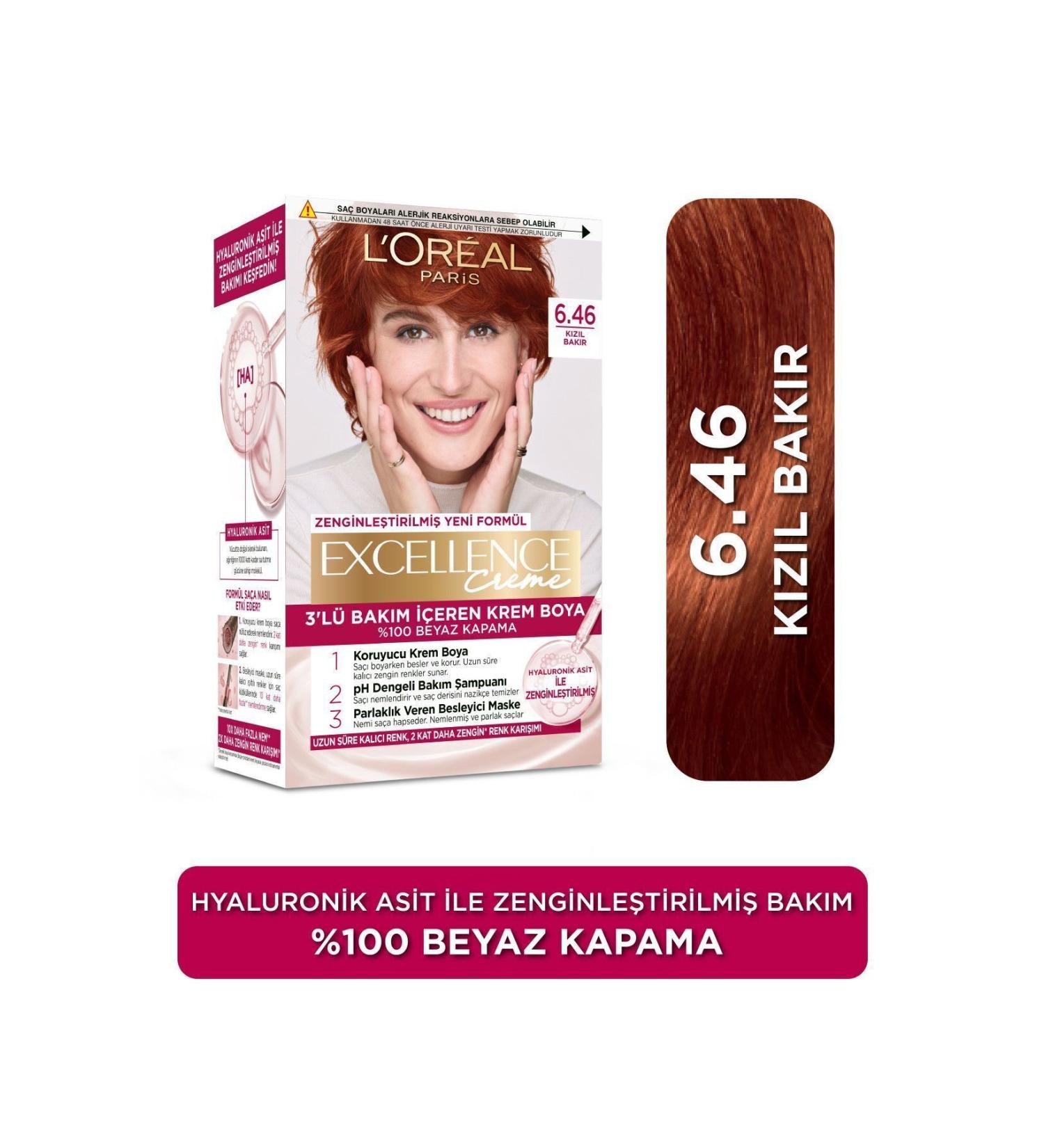 L'Oreal Paris Excellence Creme Hair Dye 6.46 Red Copper - Buy Online on GoSupps.com