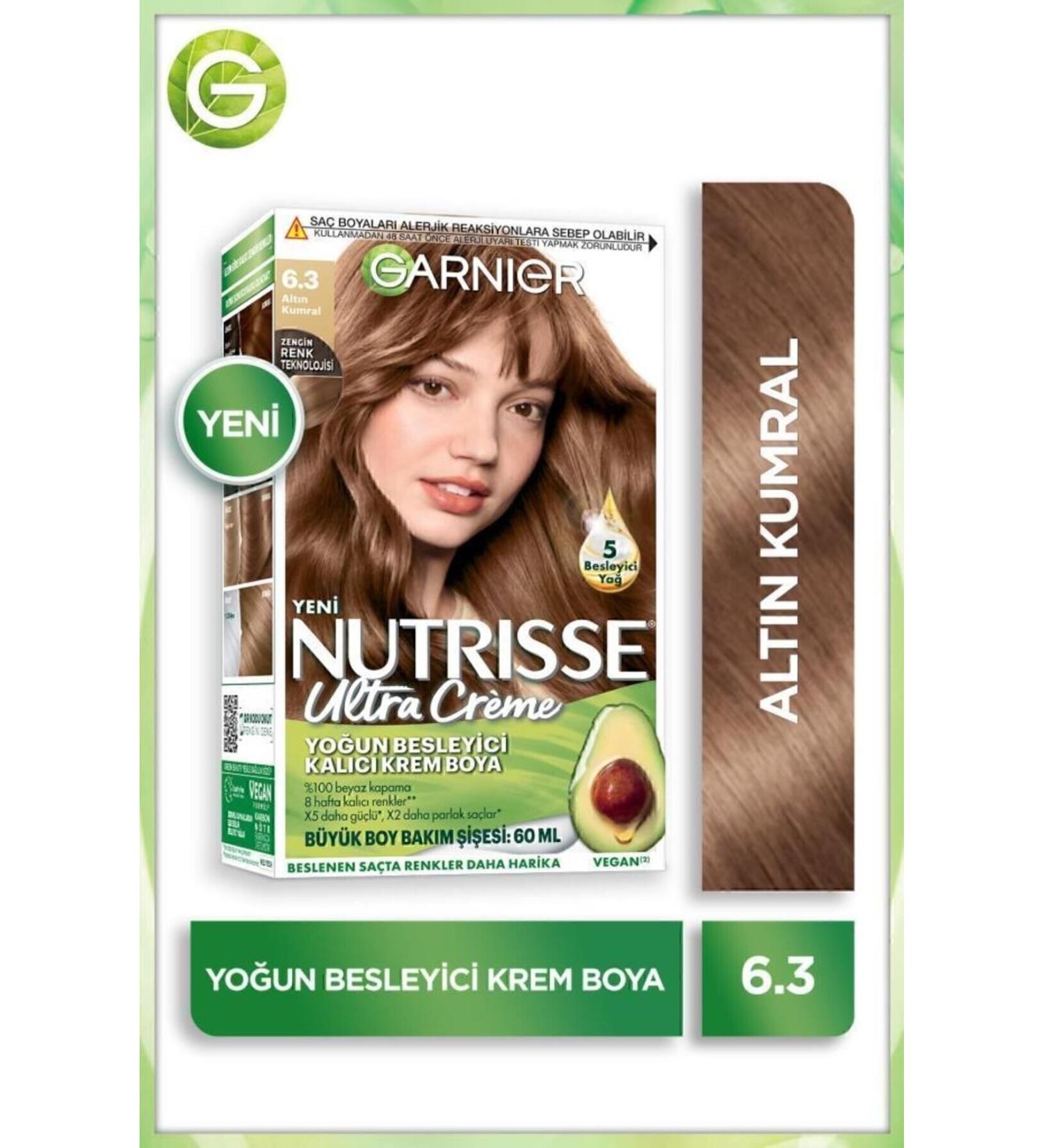 Garnier Nutrisse Intense Nourishing Permanent Cream Hair Dye 6.3 Golden Blonde - Buy Online on GoSupps.com