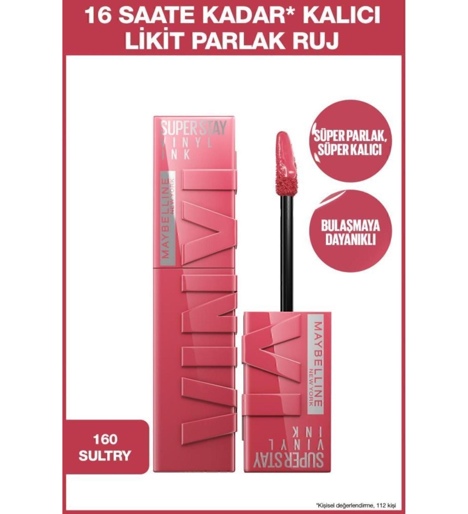 Maybelline New York Super Stay Vinyl Ink Long-Lasting Liquid Glossy Lipstick 160 Sultry - Buy Online on GoSupps.com