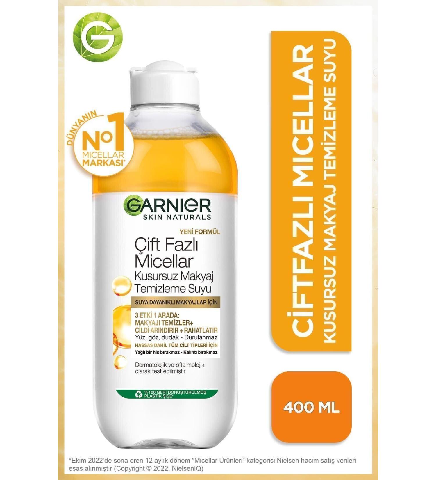 Garnier Dual Phase Micellar Flawless Make-Up Remover Water 400 ml - Buy Online on GoSupps.com
