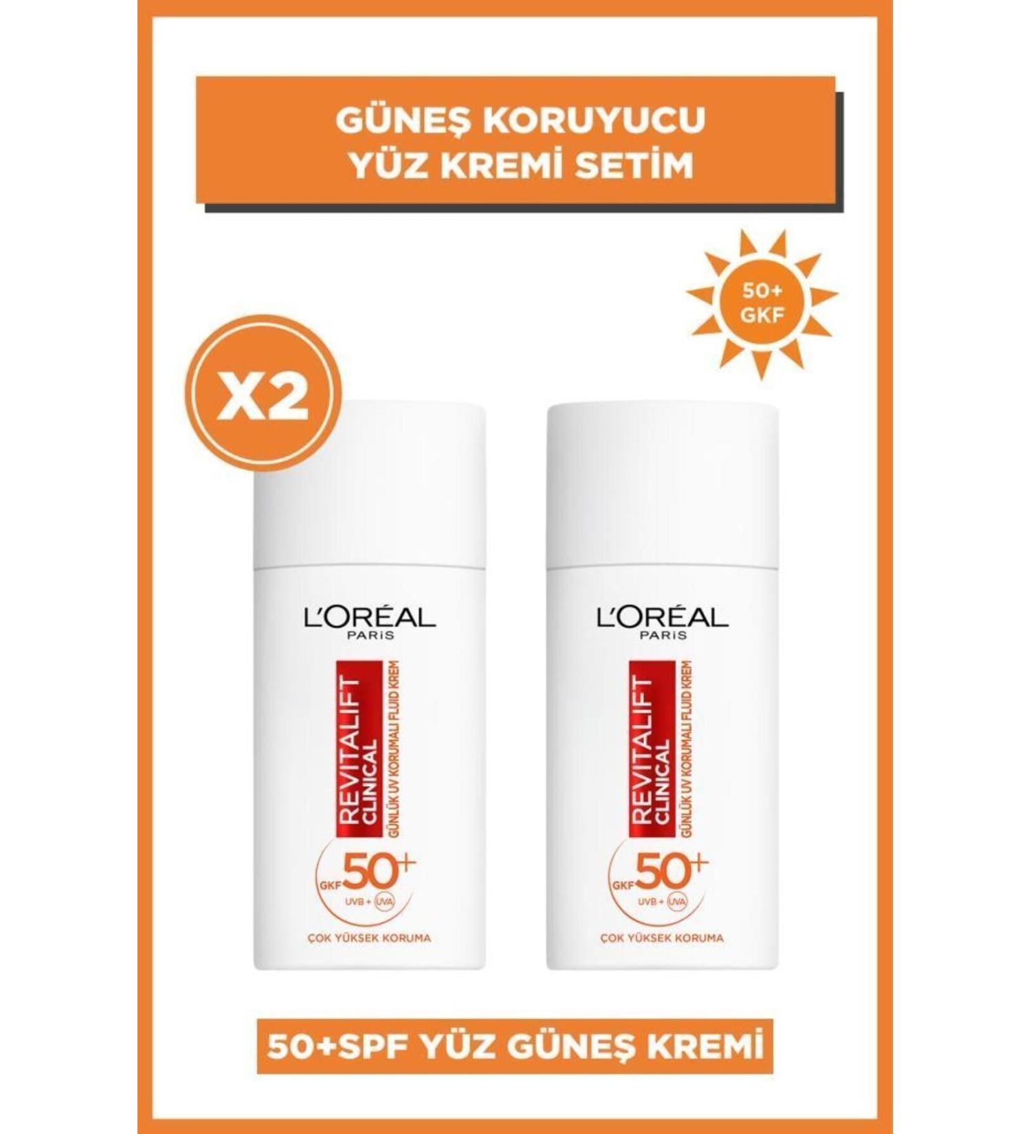 L'Oreal Paris 2-Piece Revitalift Clinical 50+ SPF Sunscreen Face Cream Set - Buy Online on GoSupps.com