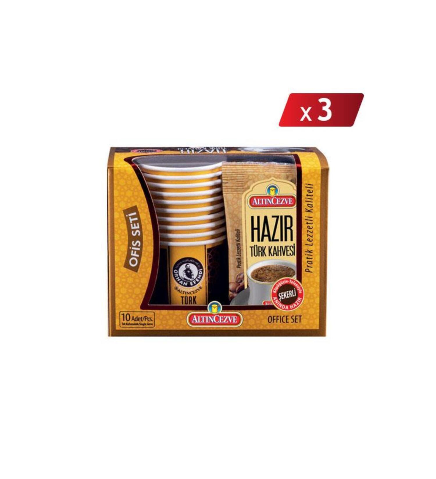Alt ncezve Instant Turkish Coffee Office Set with Sugar 10 x 11 Gr - 3-PACK