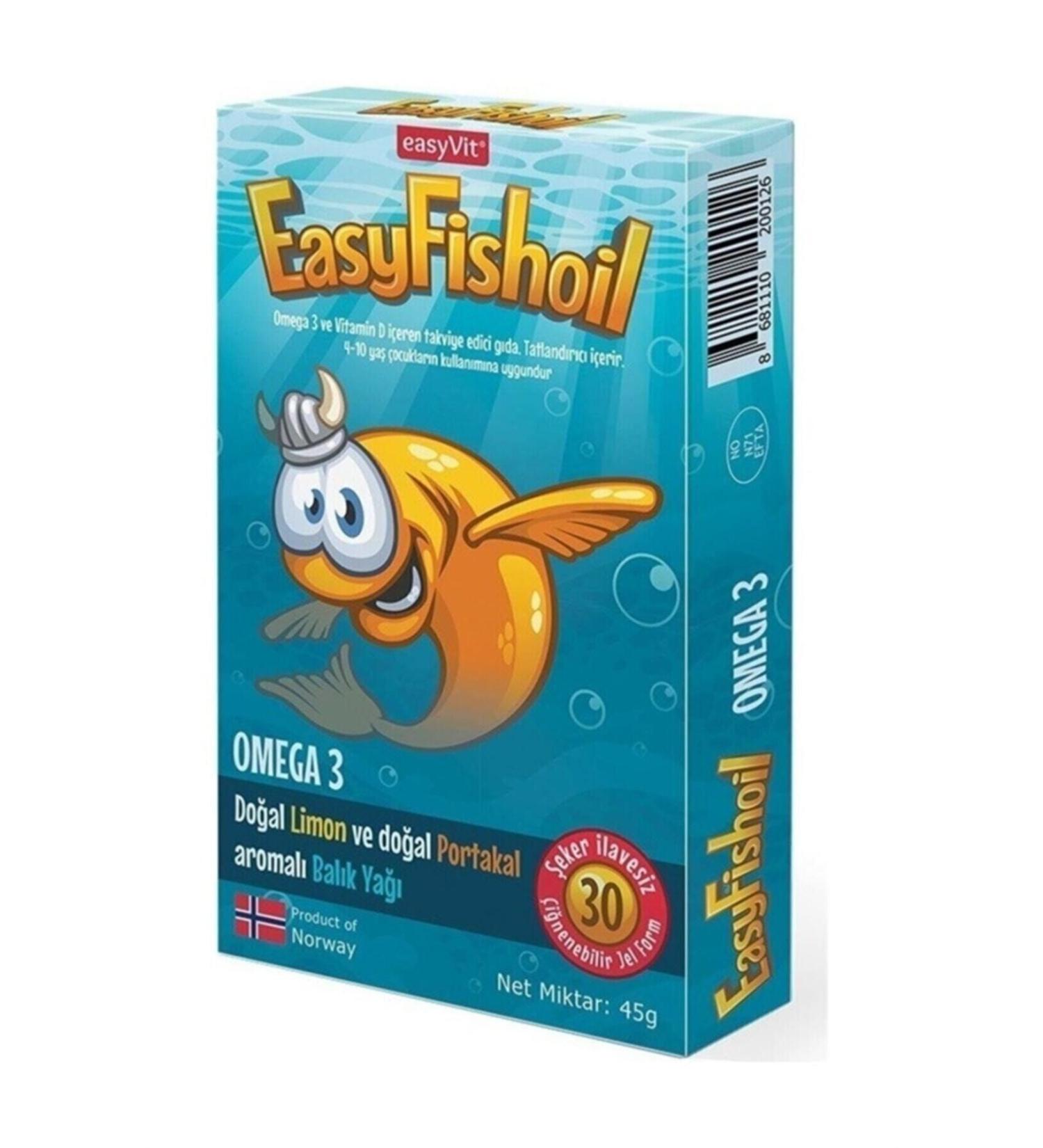 Easy Fishoil Kids Orange Flavor 30 Chewable Tablets