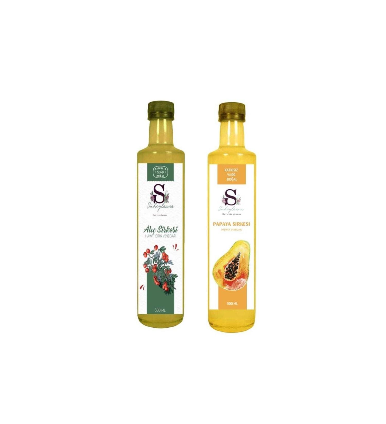 Suheylaana Natural Hawthorn Vinegar 500 Ml And Natural Papaya Vinegar 500 Ml
