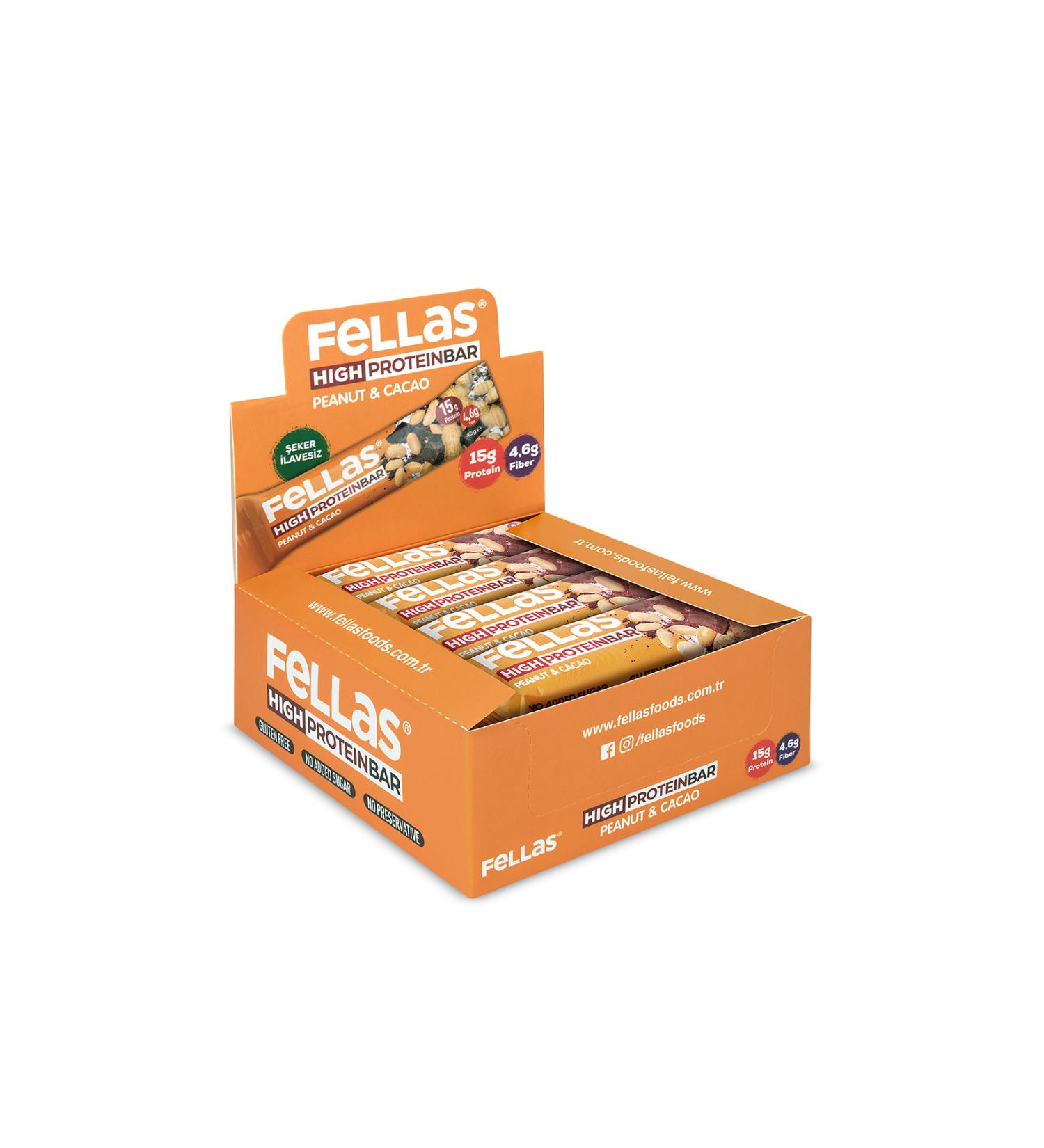 Fellas High Protein Bar - Peanut and Cocoa 45 gr x 12 Pieces - Buy Online on GoSupps.com