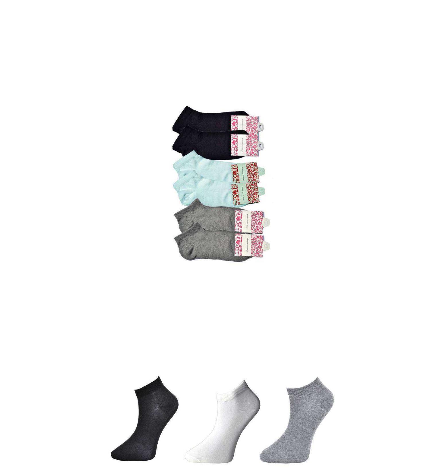 Skygo Black Grey and White Women's Ankle Socks 6 pairs