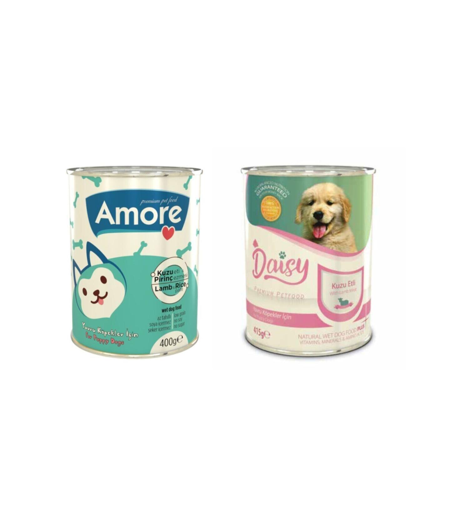 AMORE Lamb Meat and Rice Paste Puppy Canned Food 20+4 Pieces + Sticks reward bar 2x3 Pieces