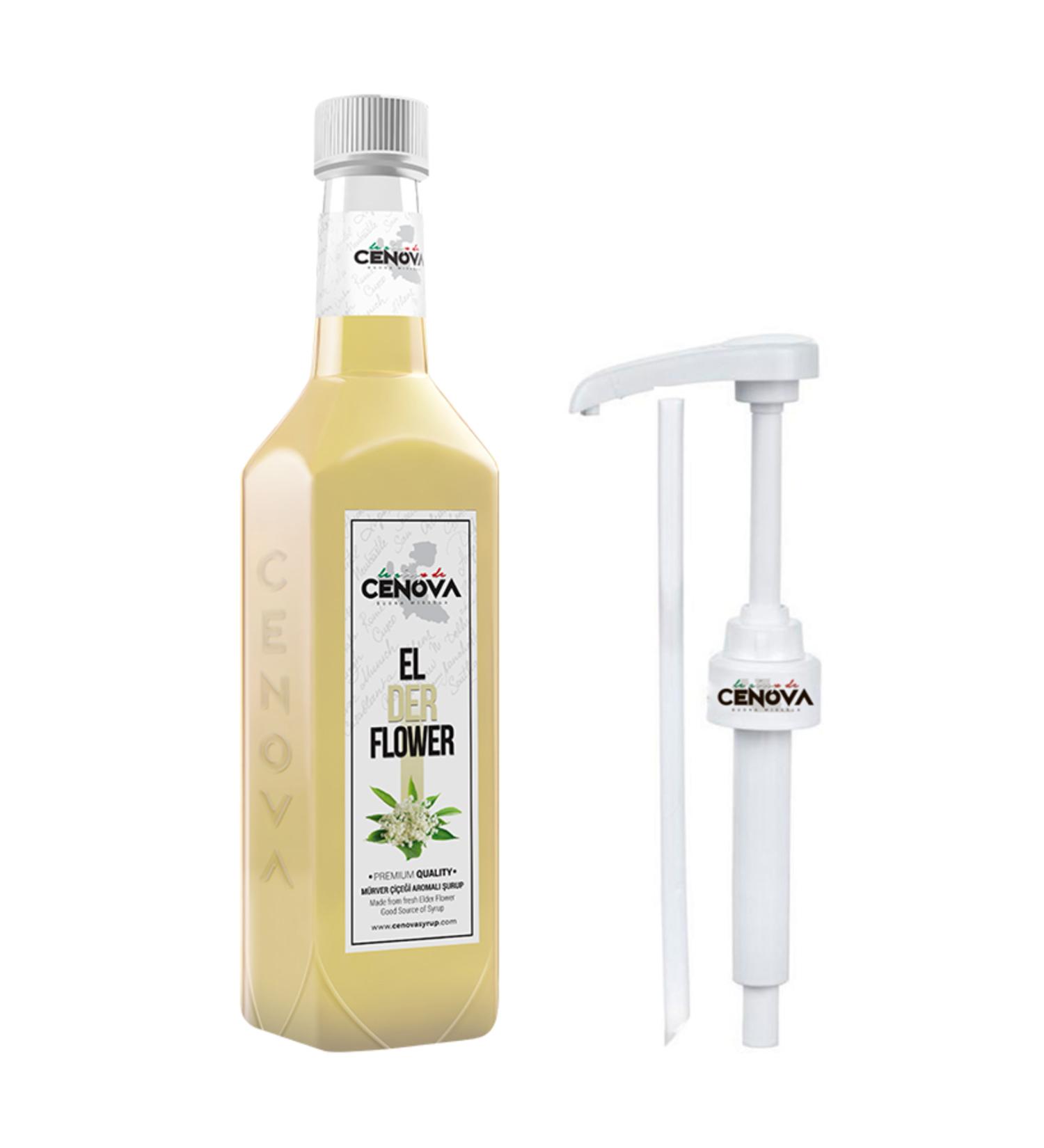 Cenova Elder Flower Elderflower Coffee-Cocktail Syrup 1000 ML Gourmet Series - Pump Included - Buy Online on GoSupps.com