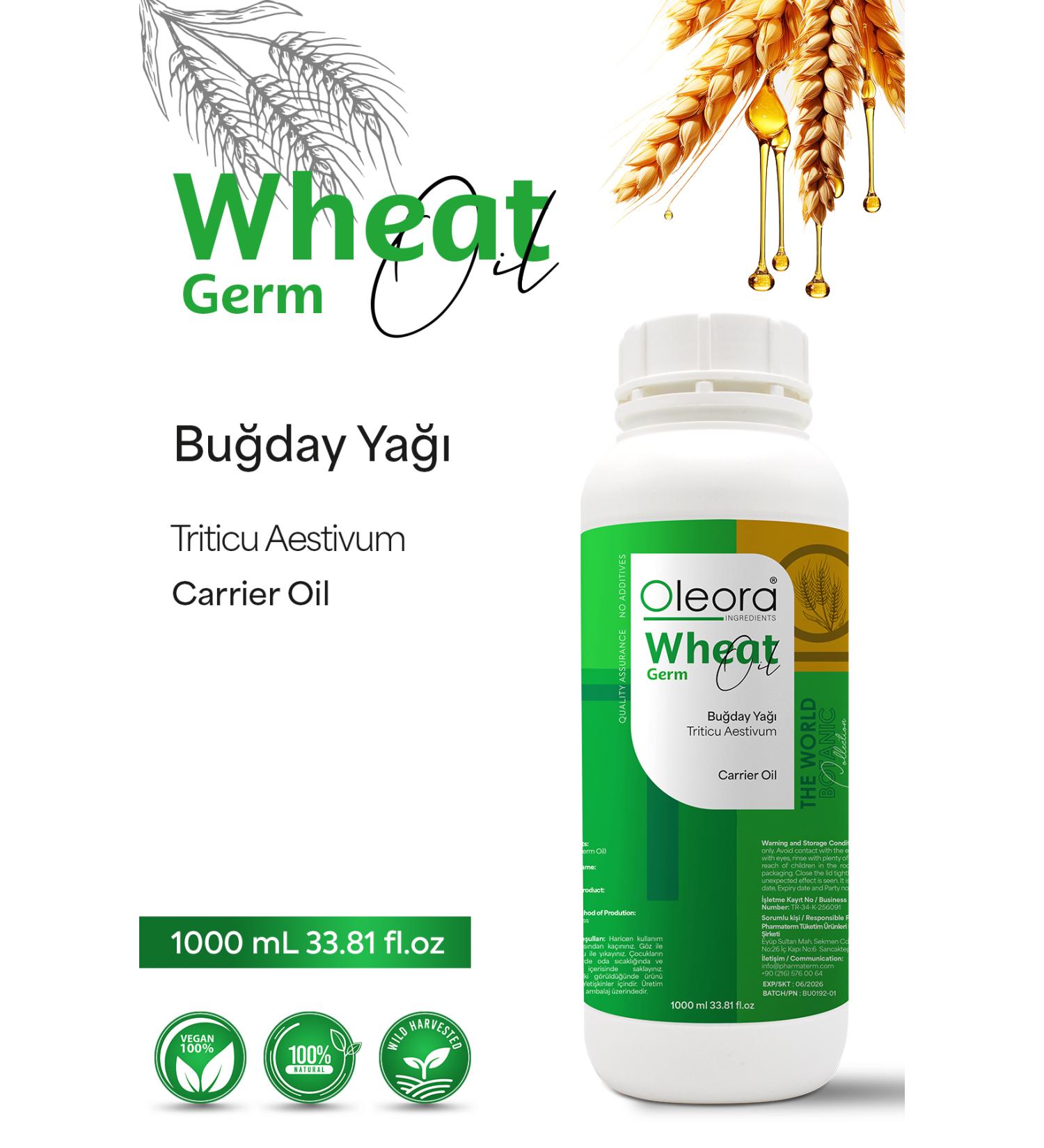 Oleora Wheat Oil Pure Fixed Oil (WHEAT OIL) Carrier Oil Pure 1000 ml