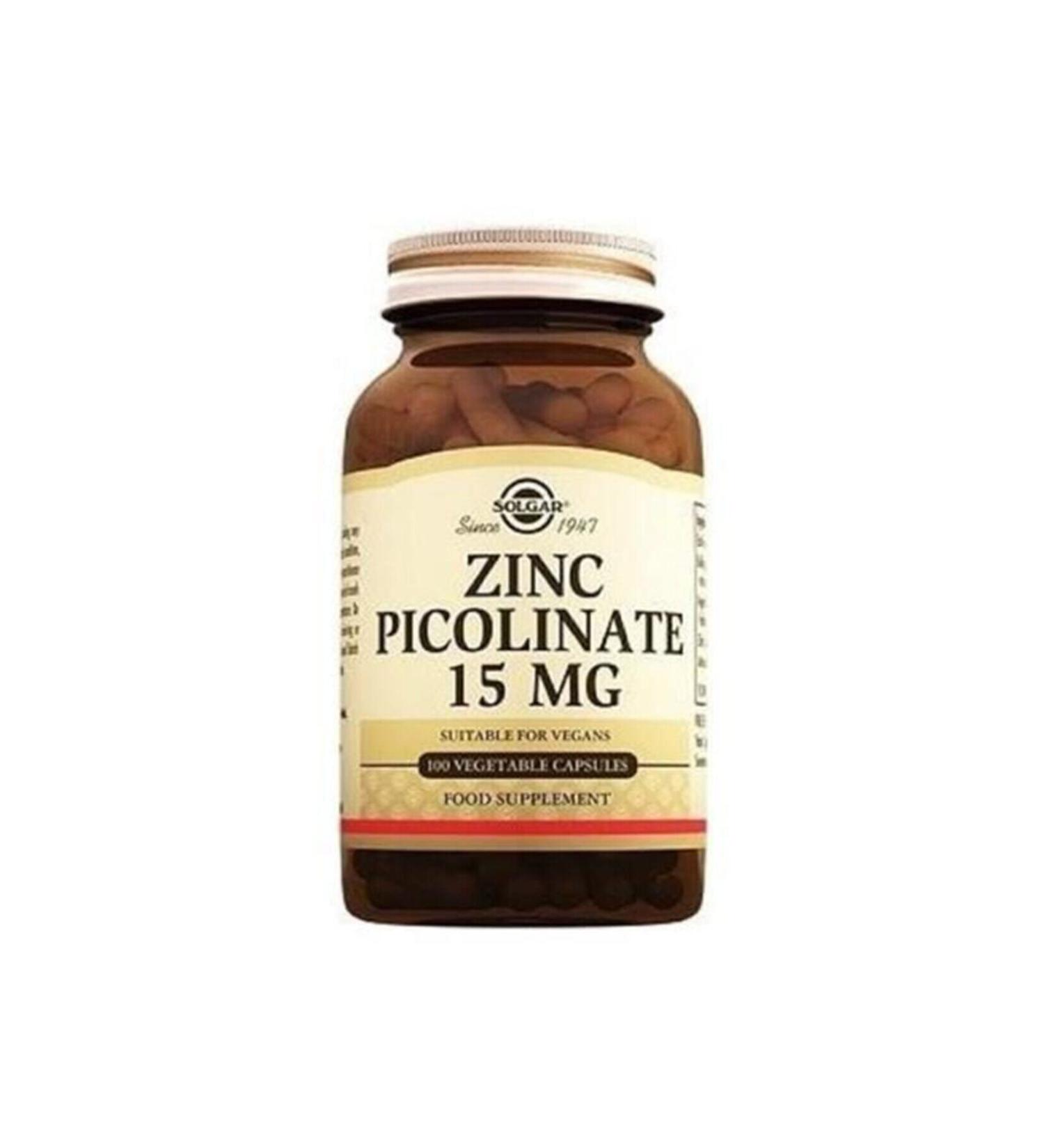 Solgar Zinc Picolinate 15 Mg 100 Herbal Capsules