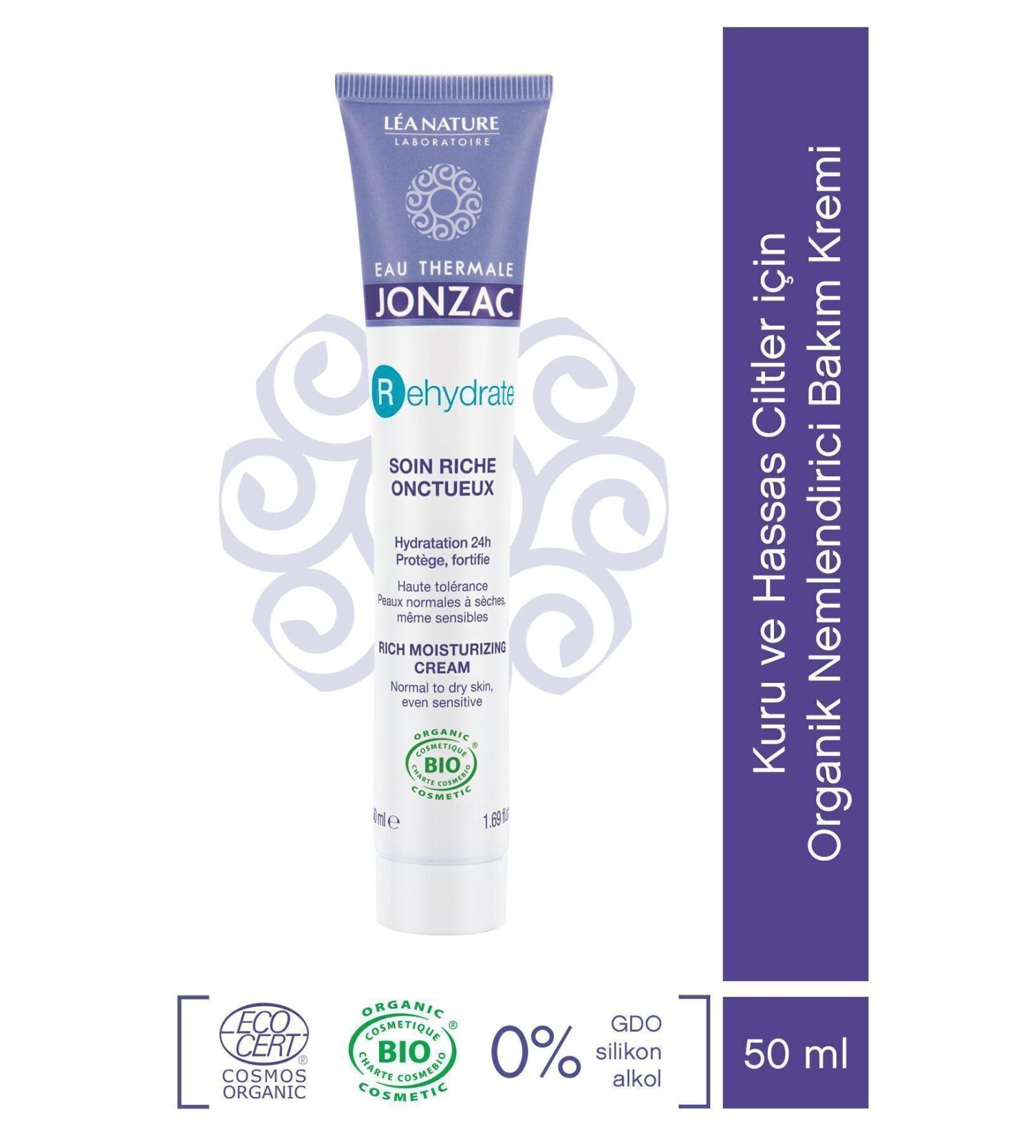 Eau Thermale Jonzac Rich Organic Moisturizing Care Cream for Dry and Sensitive Skin 50ml - Buy Online on GoSupps.com