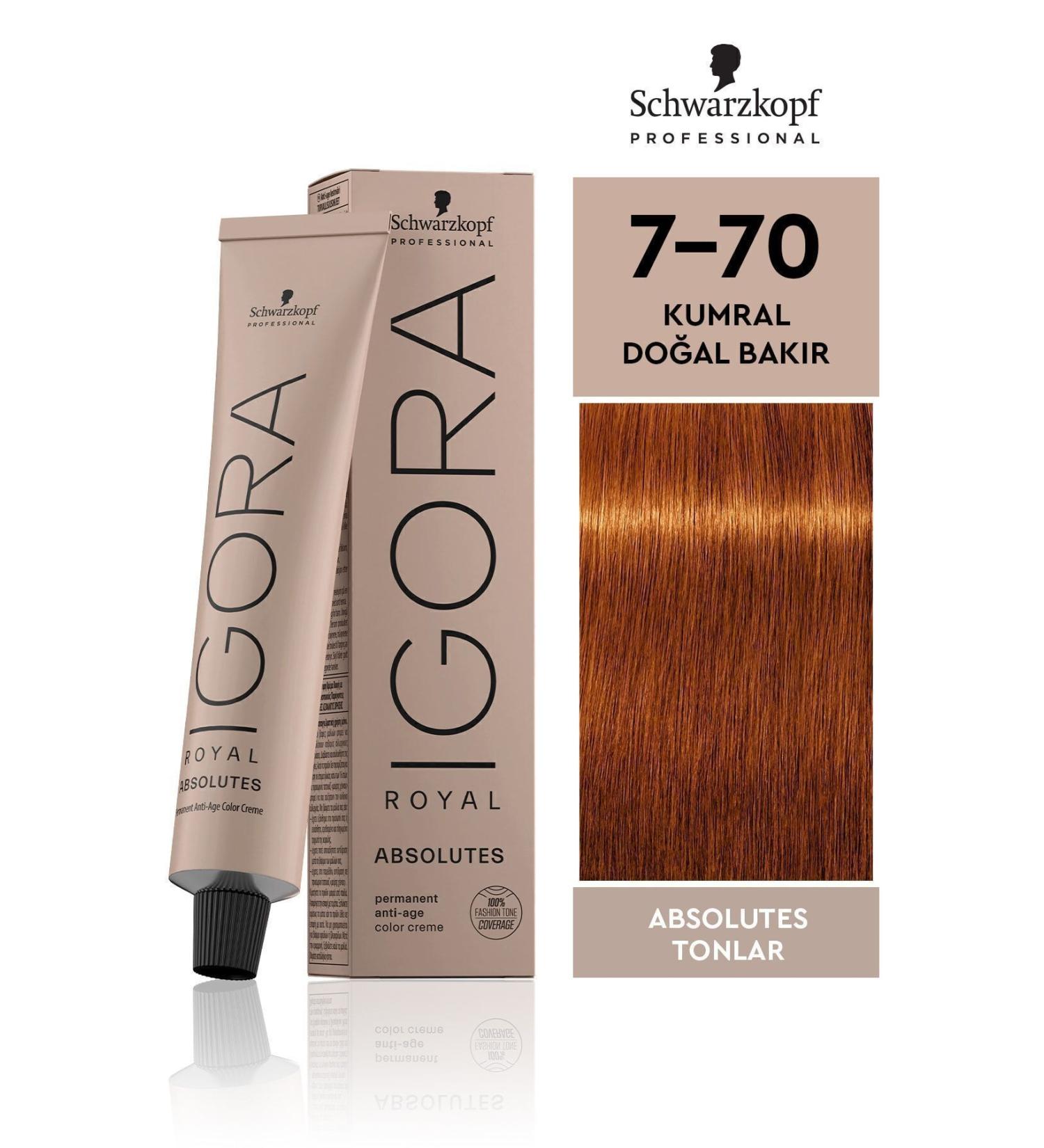Igora Royal Absolutes 7-70 Auburn - Natural Copper Hair Dye 60ml - Buy Online on GoSupps.com