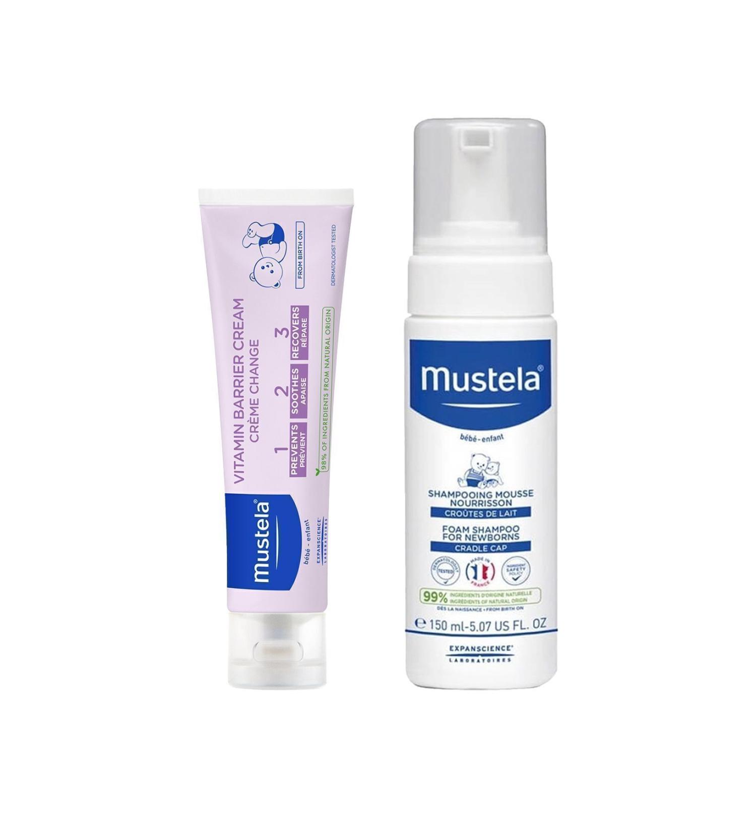 Mustela Diaper Rash Cream 200 & Newborn Foam Shampoo 150 ml