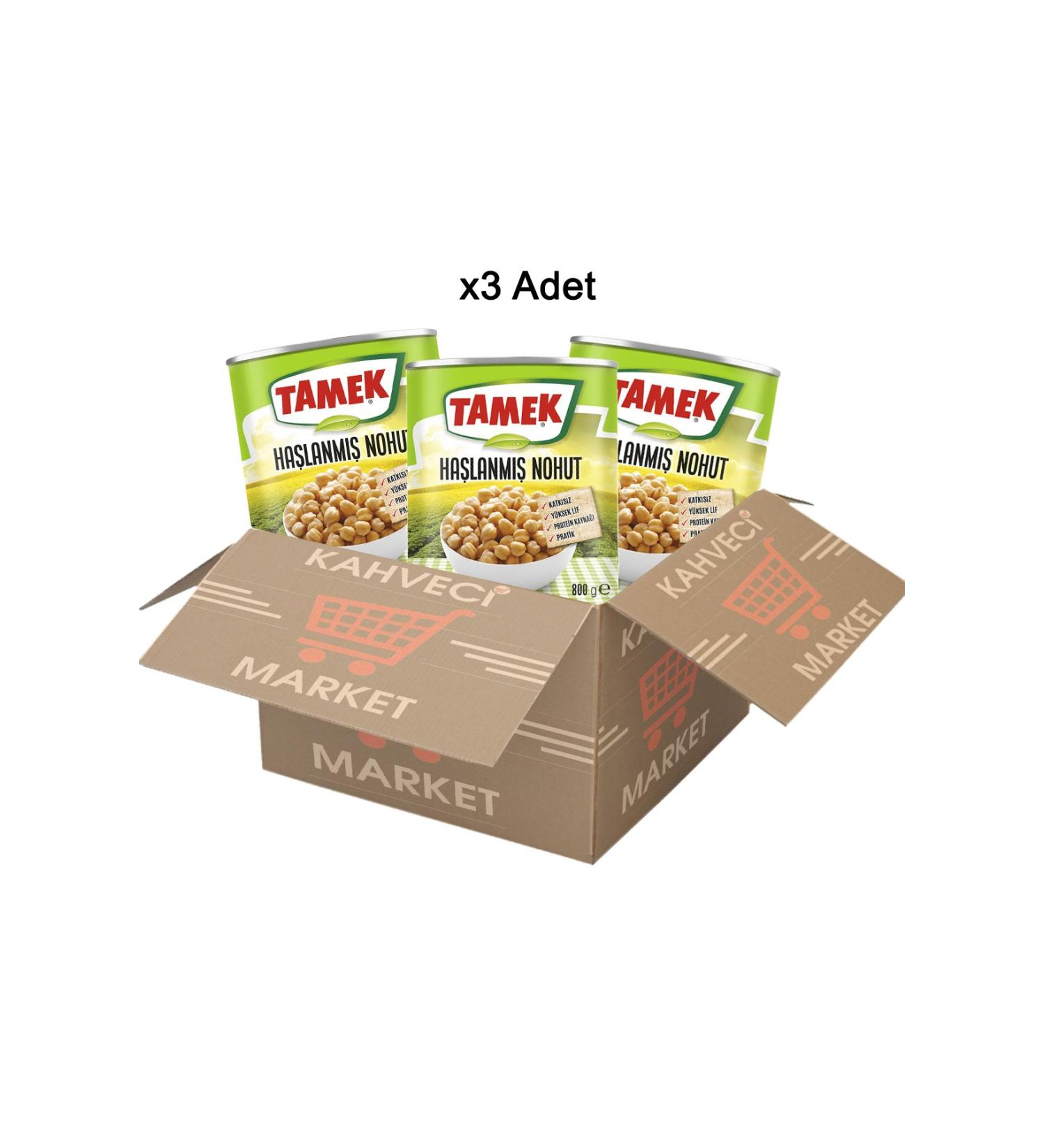 TAMEK Boiled Chickpeas 800 Gr x 3 Pack Advantageous Economical Canned Chickpeas