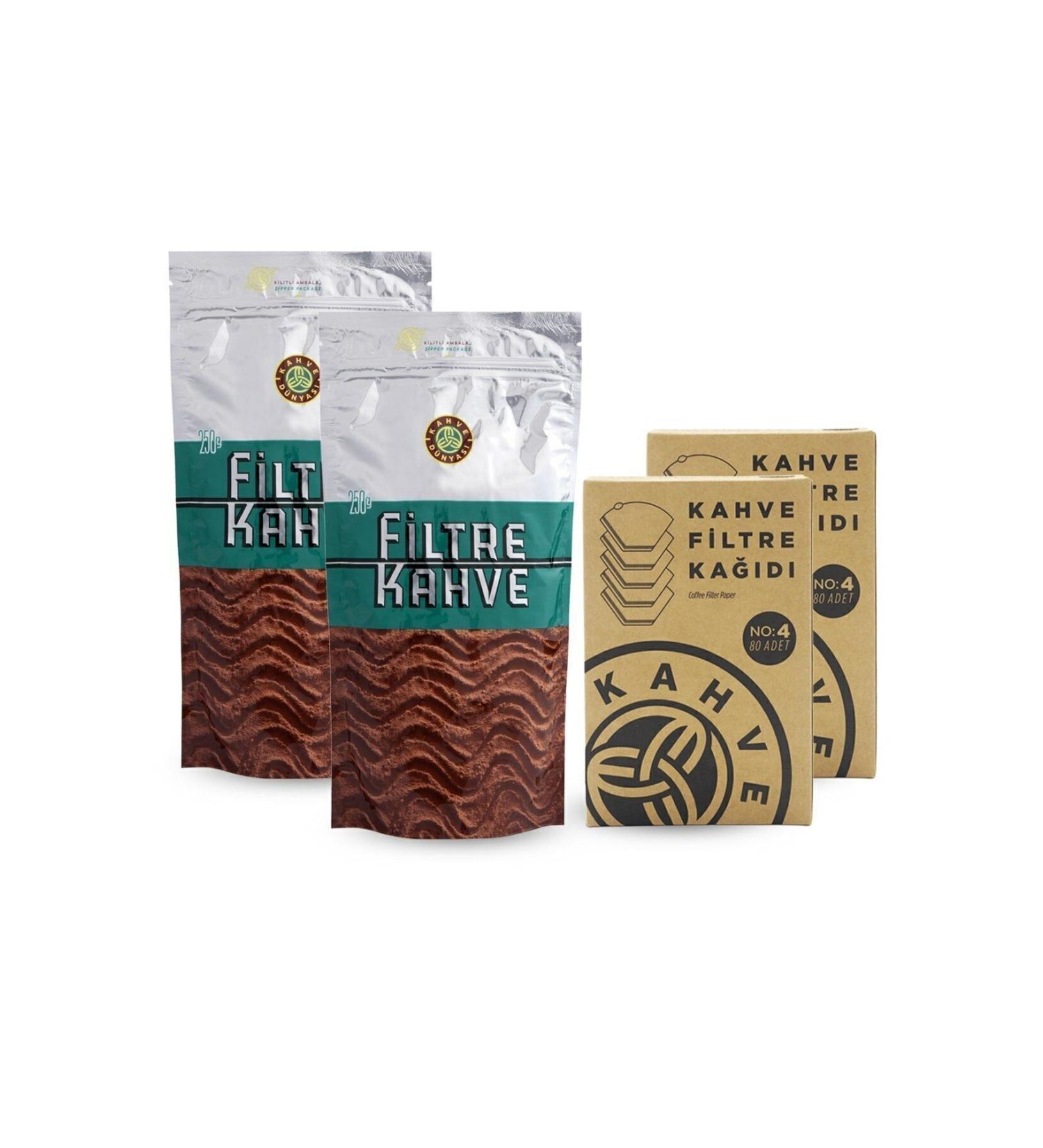 Coffee World 2-Pack Filter Coffee and 2-Pack Filter Coffee Paper