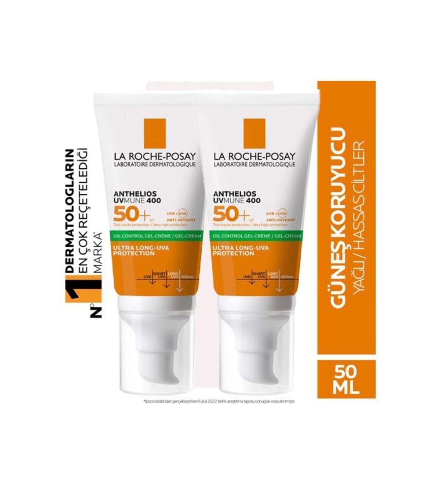 La Roche Posay Anthelios Anti Shine Dry Touch Finish Mattifying Effect Gel Cream Spf50 50 ml 2 Pcs - Buy Online on GoSupps.com