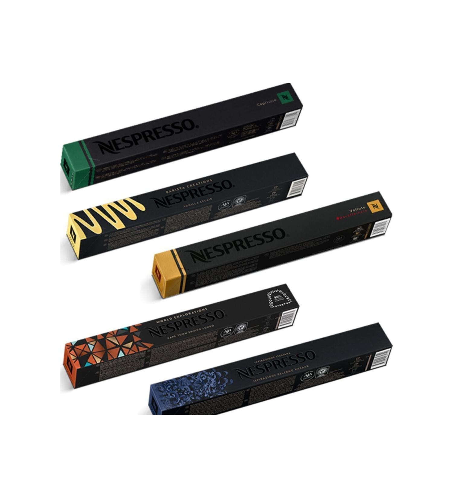 Nespresso Vanilla Eclair- Capriccio- Palermo Kazaar- Cape Town and Volluto Decaf Capsule Coffee 5x10 Lu