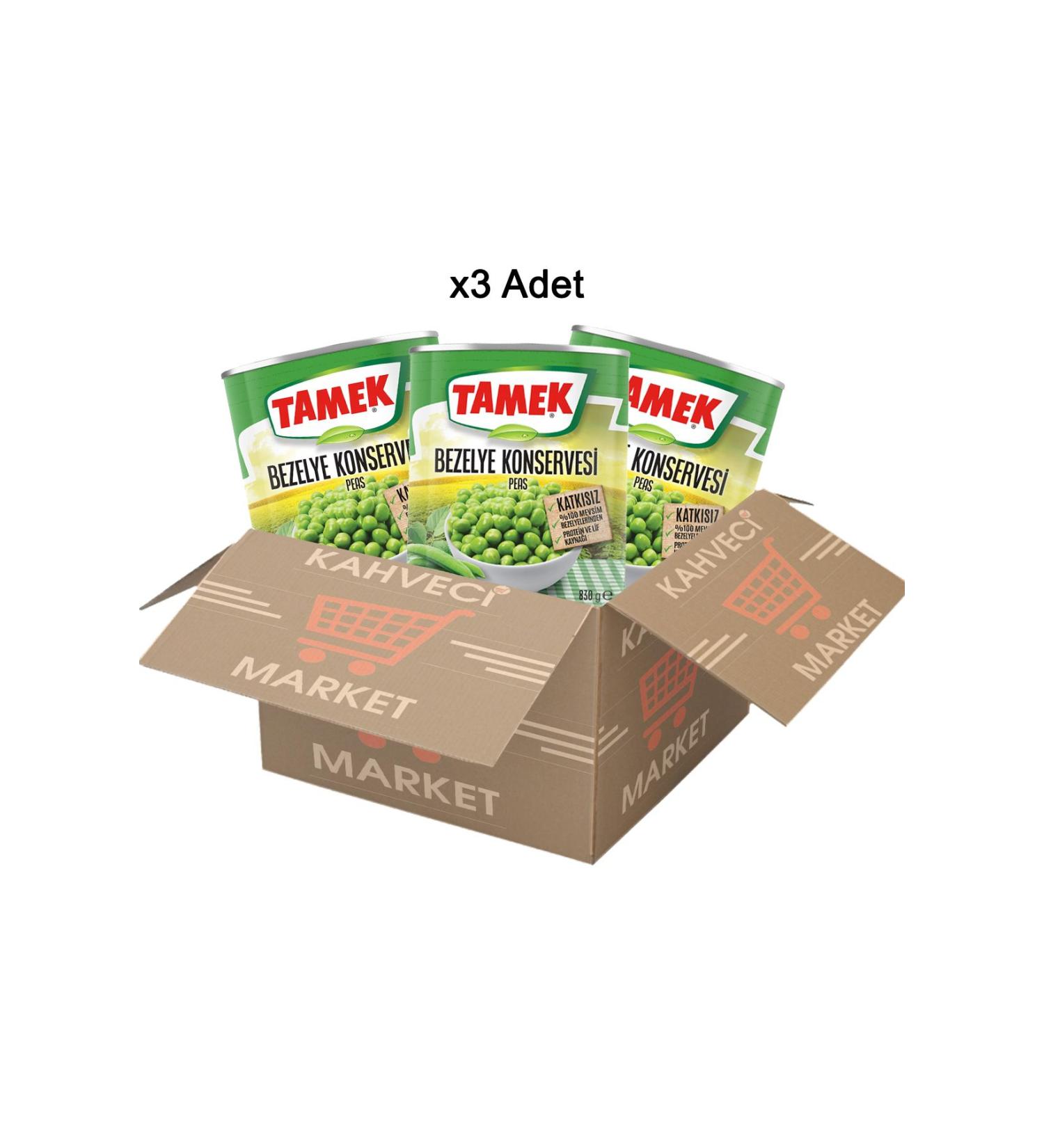 TAMEK Canned Peas 830 Gr x 3 Pieces Economical Package Canned Peas