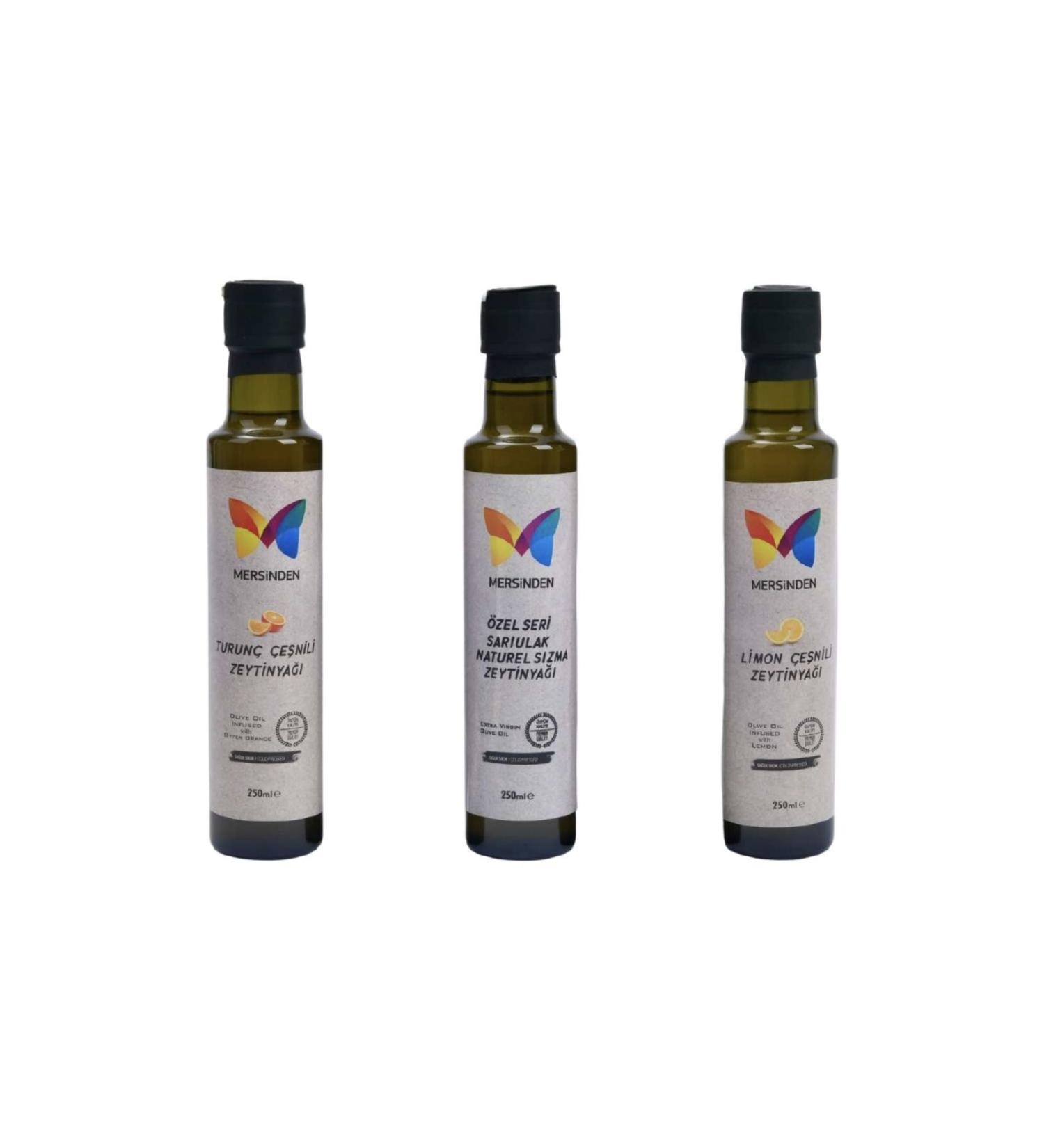 Three Different Flavored Olive Oil Packages from Mersin