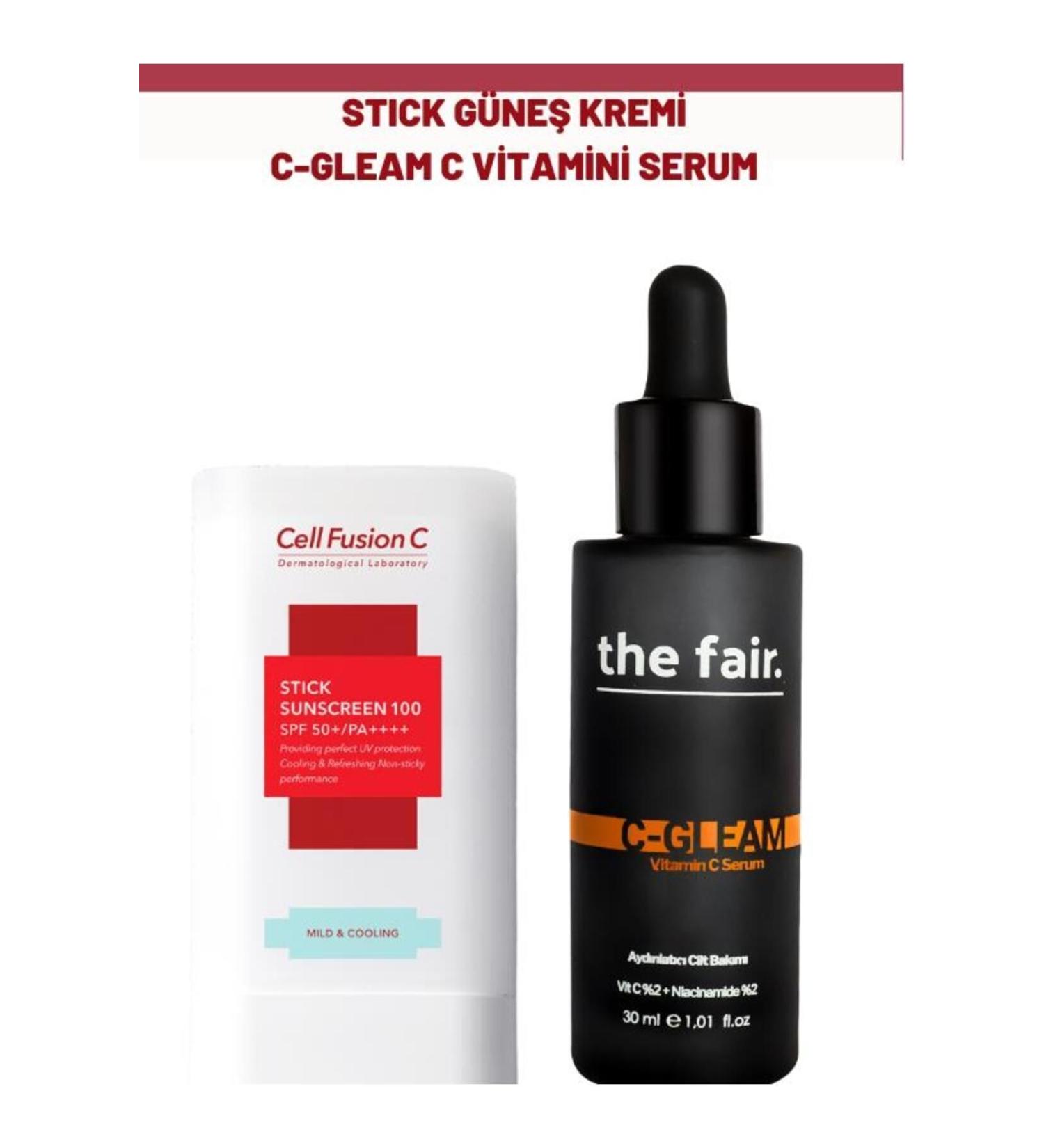 Cell Fusion C Stick High Protection Sunscreen for All Skin Types and The Fair. C Gleam Vitamin C Serum - Buy Online on GoSupps.com