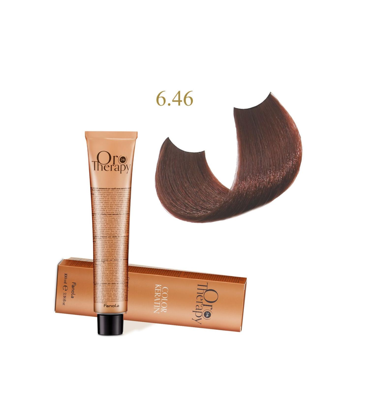Fanola Oro Therapy 24k Color Keratin With Gold & Argan Oil 100ml (ammonia Free) 6.46 Dark Blonde Copper Red