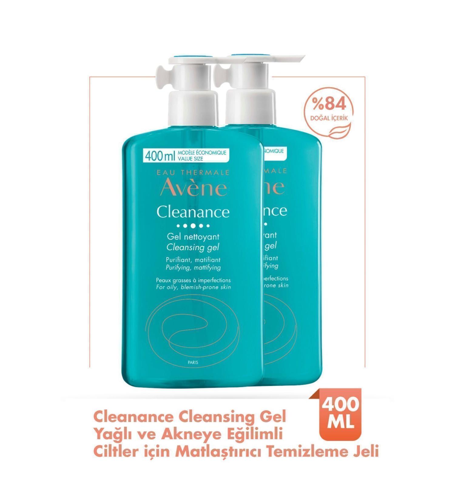 Avene Cleanance Cleansing Gel Mattifying Cleansing Gel for Oily and Acne Prone Skin 400 ml X 2 - Buy Online on GoSupps.com