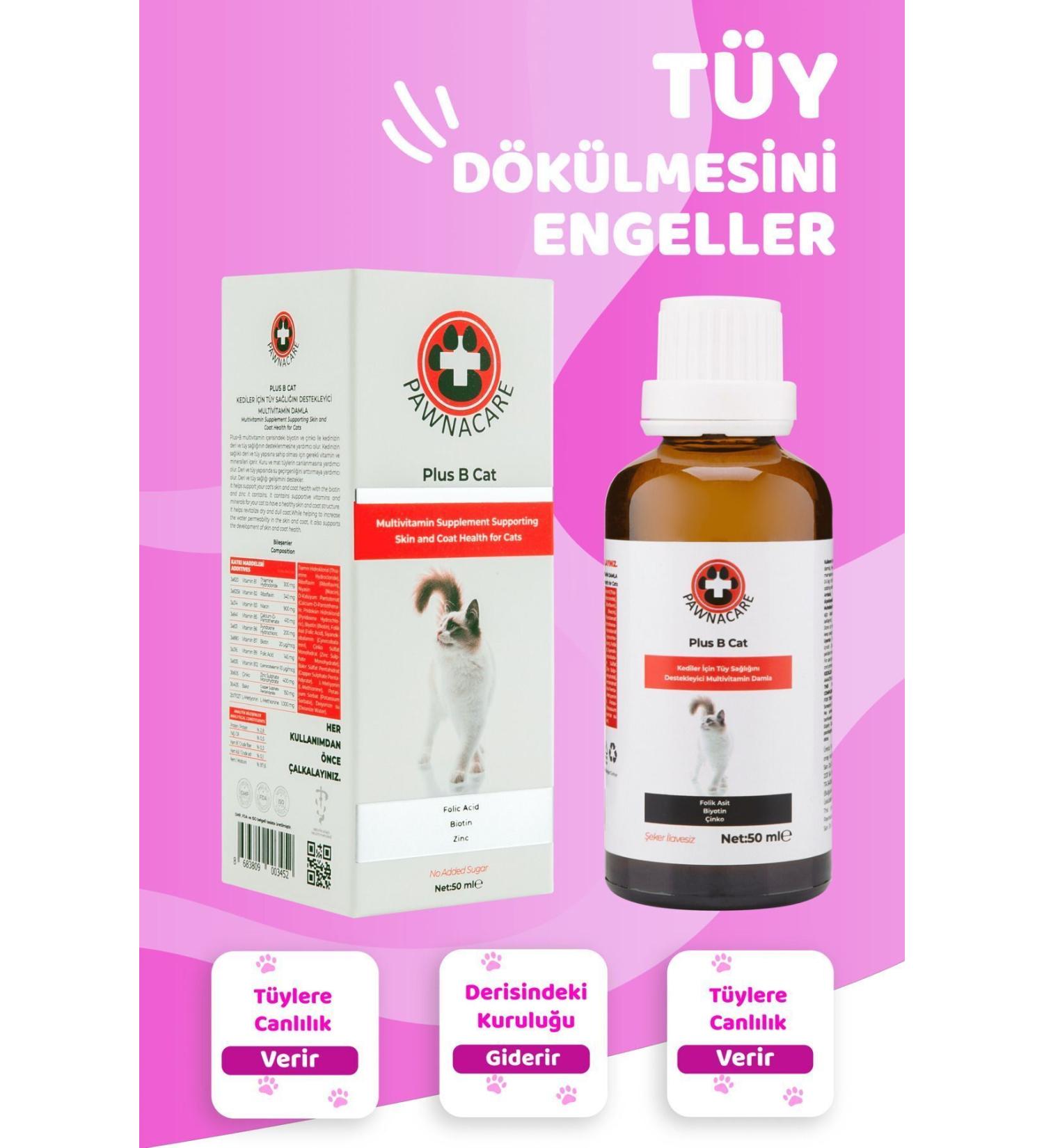 PAWNACARE Plus B 50 ml Hair Drops for Cats Supporting Hair Health Reduces Hair Loss Biotin - Buy Online on GoSupps.com