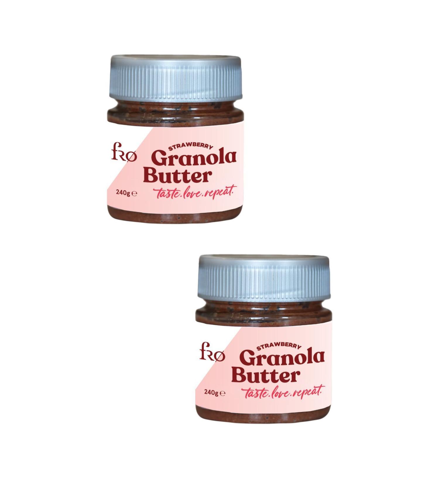 FRO 2-Pack Granola Butter Strawberry Gluten-Free Sugar-Free Vegan Breakfast Spread 2x250gr