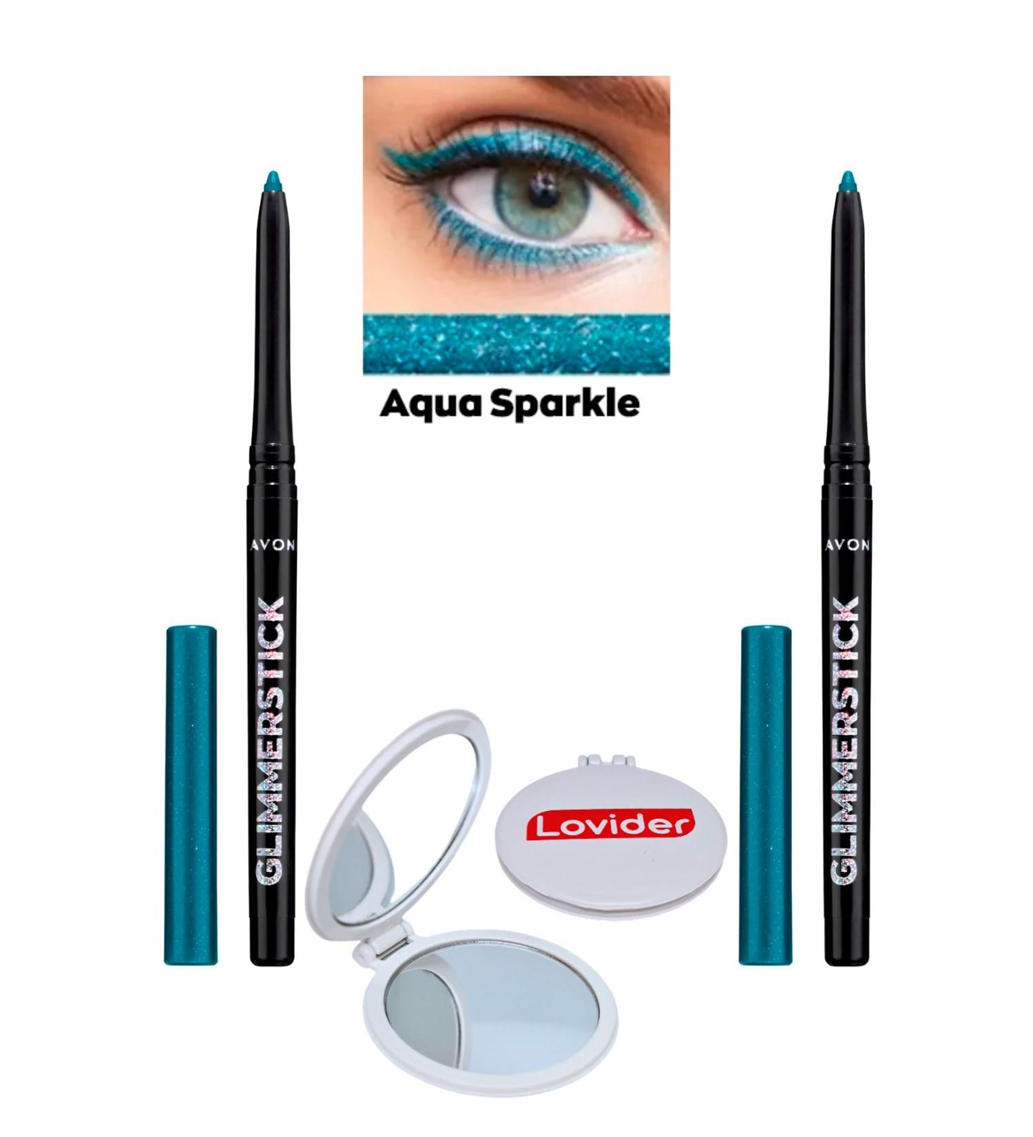Avon Glimmerstick Lift Eyeliner Glitter - Aqua Sparkle 2 Pack + Lovider Pocket Mirror Gift - Buy Online on GoSupps.com
