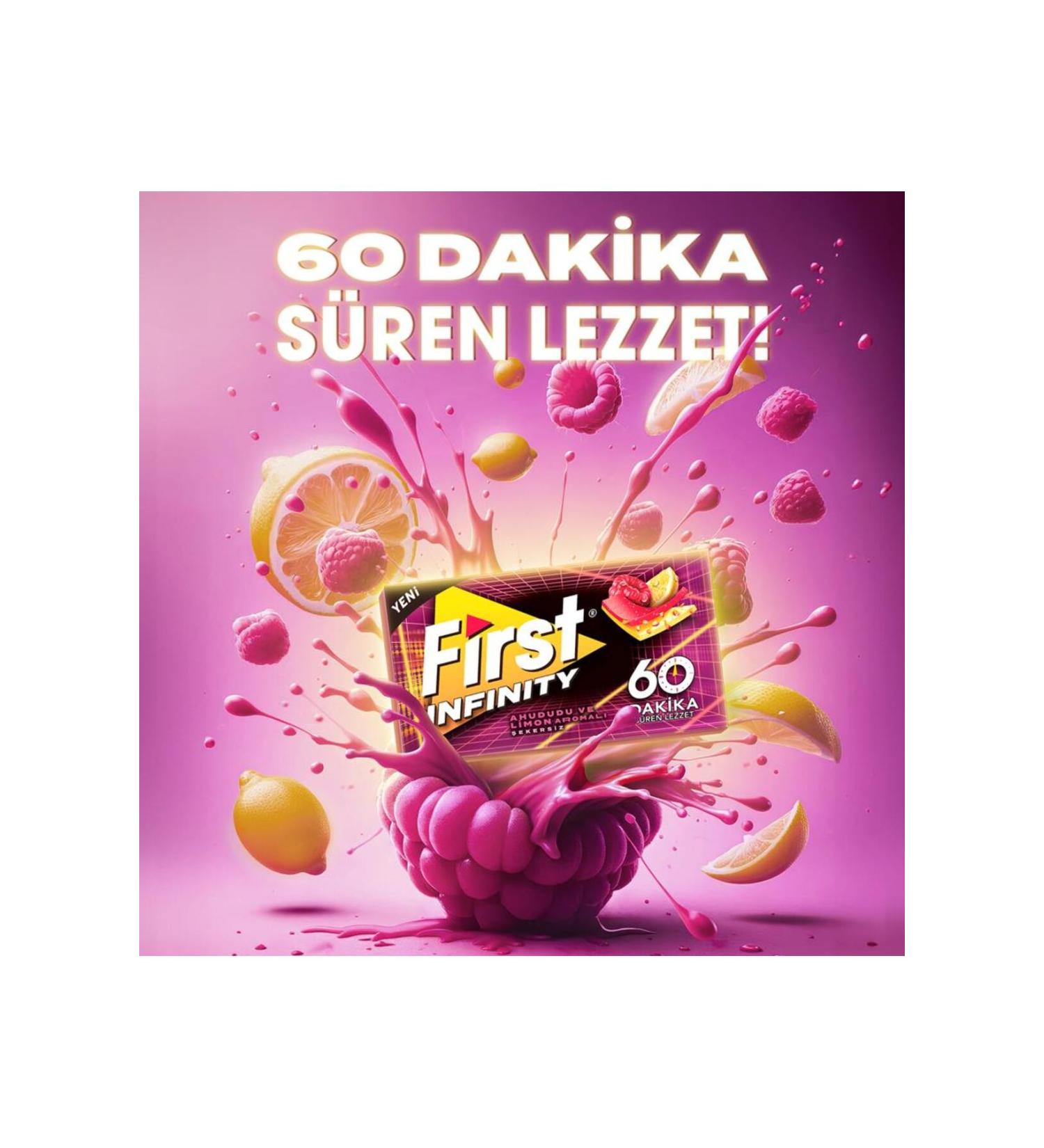 First Infinity 60 Minutes Raspberry & Lemon Flavored Sugar Free Gum - 12 Pieces