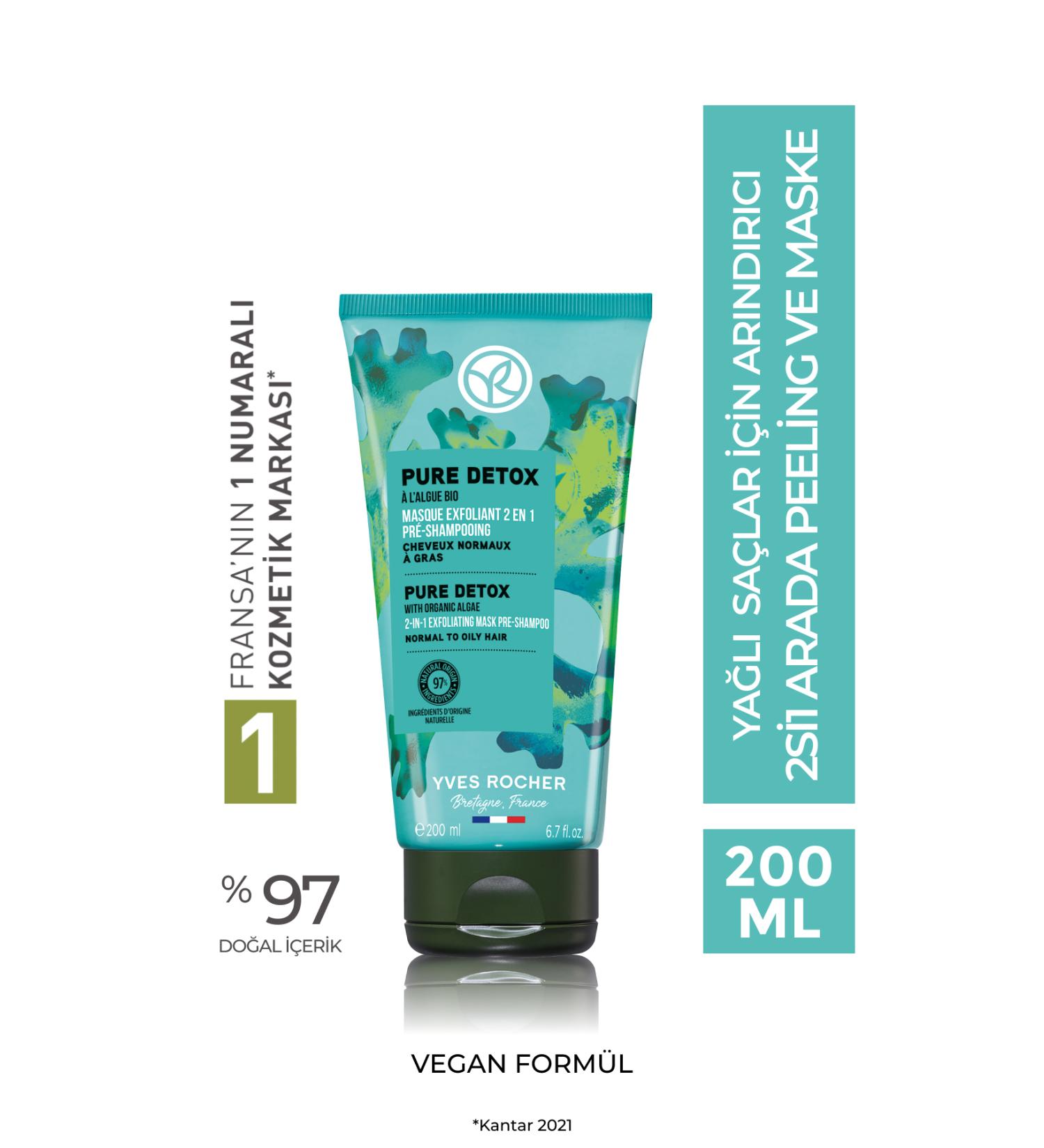 Yves Rocher (PURE DETOX) Purifying 2in1 Peeling and Mask for Oily Hair - Vegan-200 ml - Buy Online on GoSupps.com