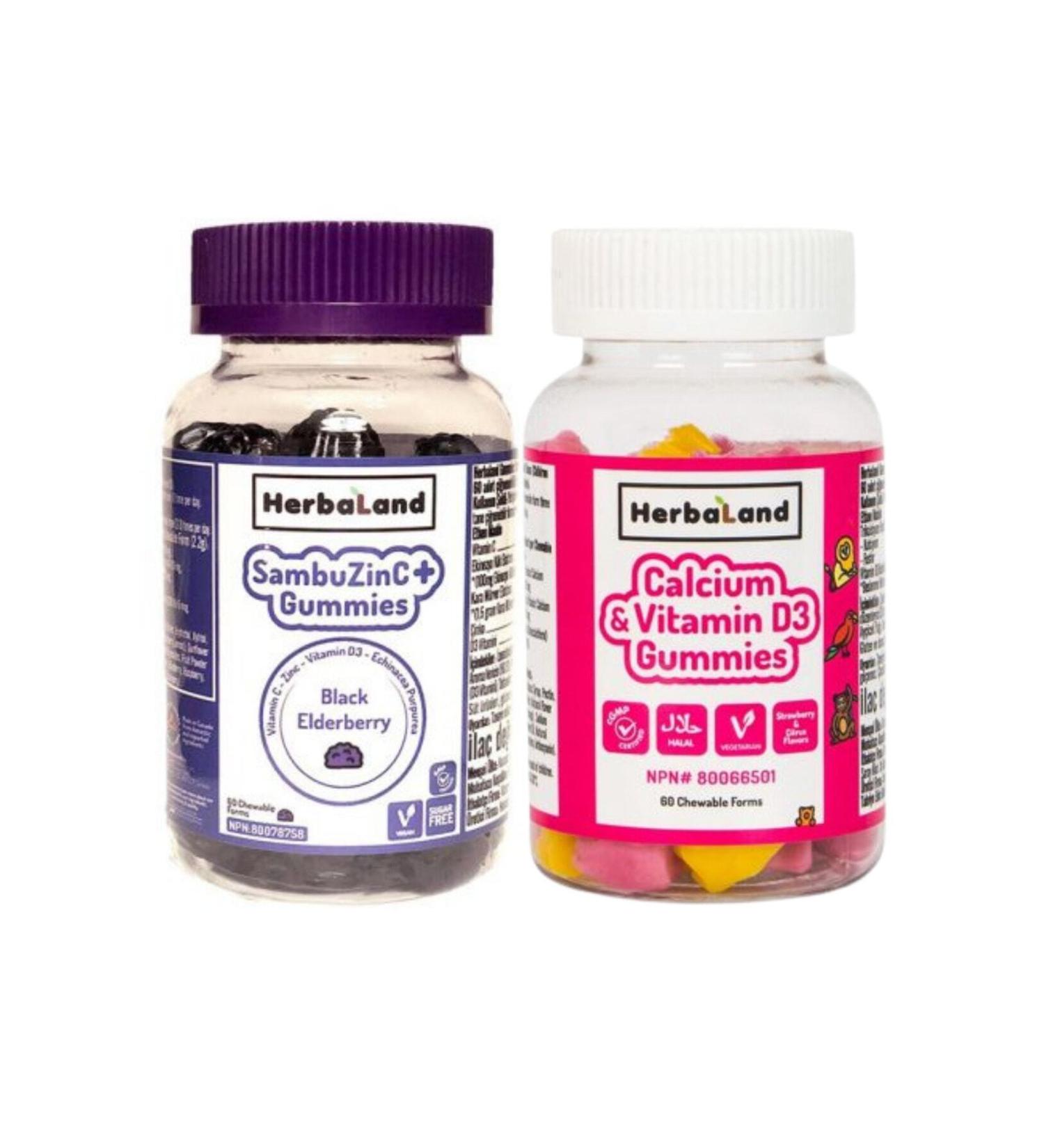 Herbaland Gummies Calcium And Vitamin D3 Gummies Sambuzinc Chewable Form - Buy Online on GoSupps.com