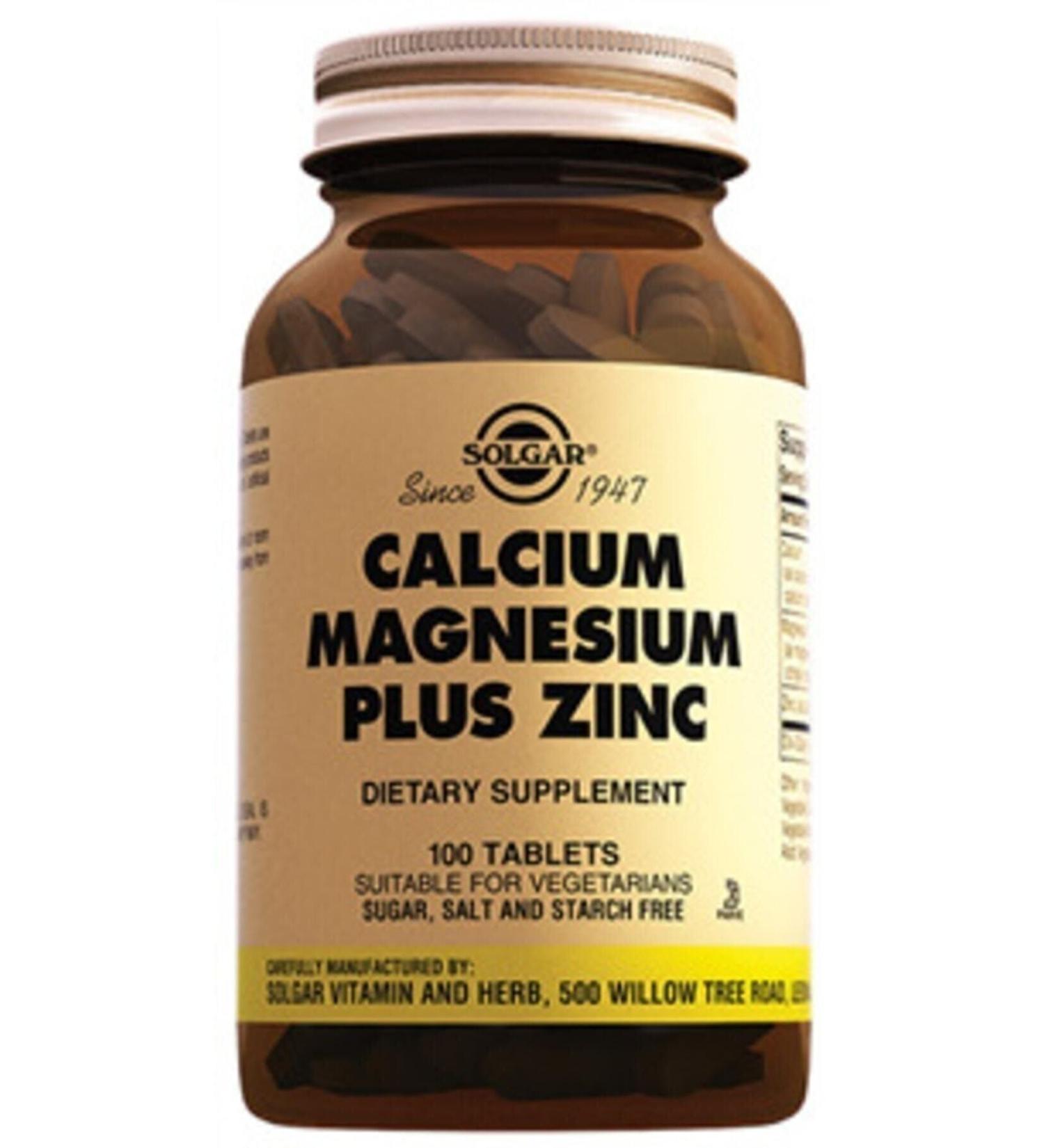 Solgar Calcium Magnesium Plus Zinc 100 Tablets - Buy Online on GoSupps.com